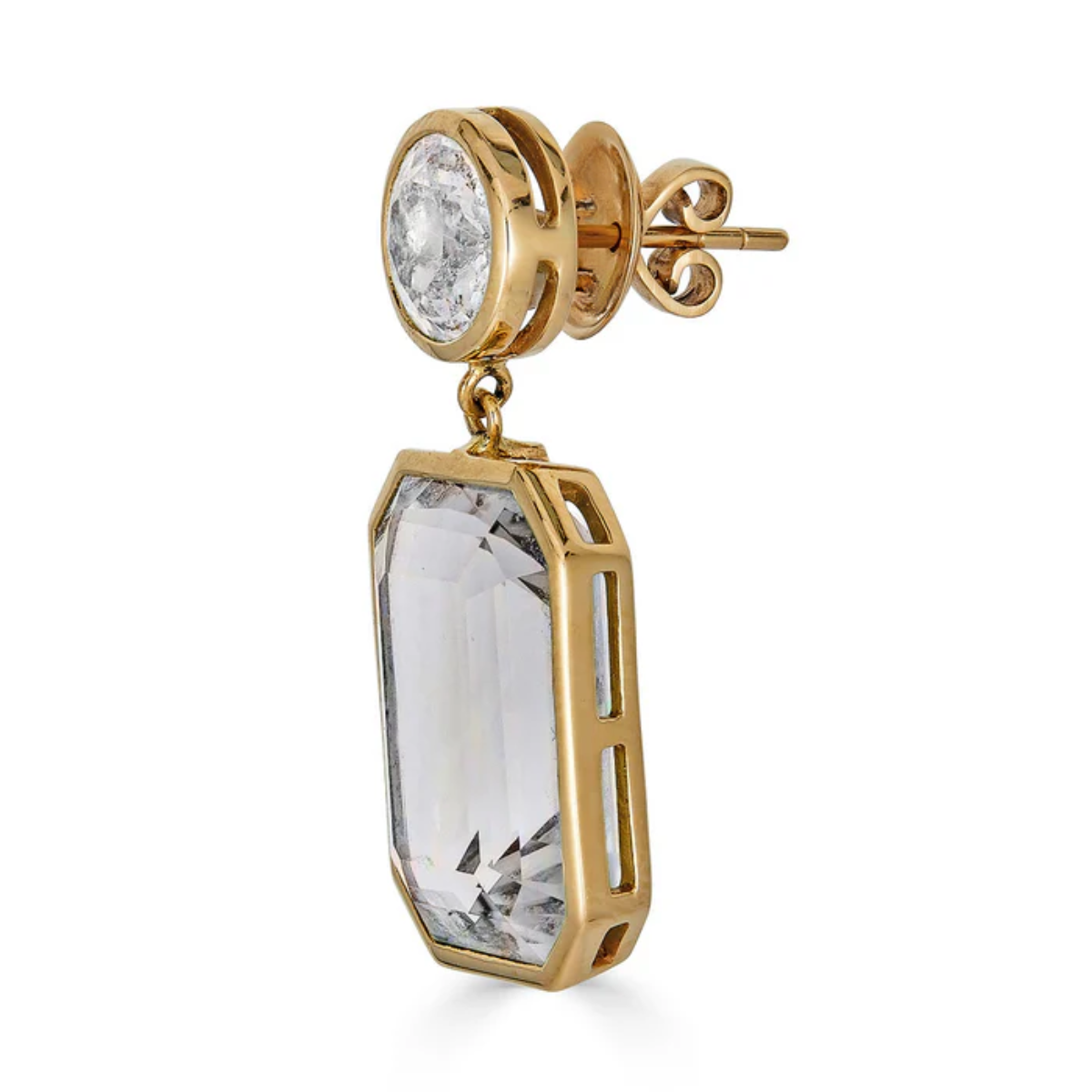 White Topaz Bezel Drop Earring