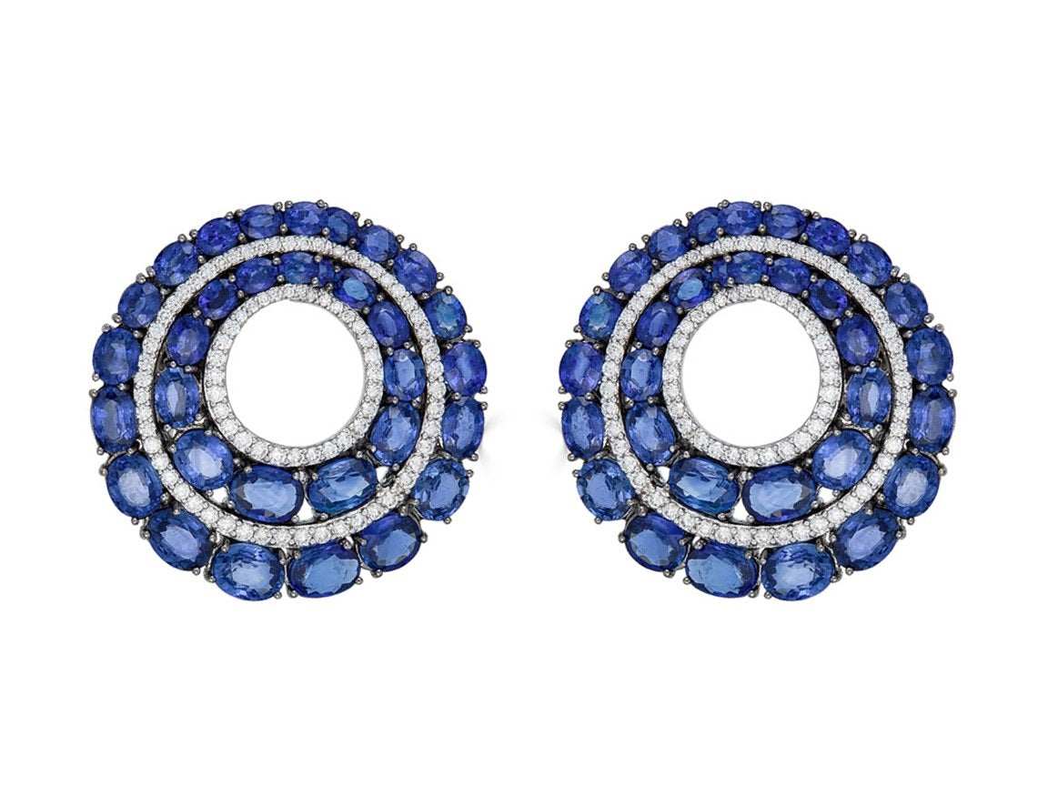 Blue Sapphire Diamond Fashion Earrings