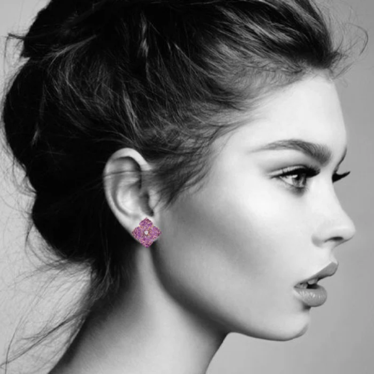 Large Amethyst Fleur Earring