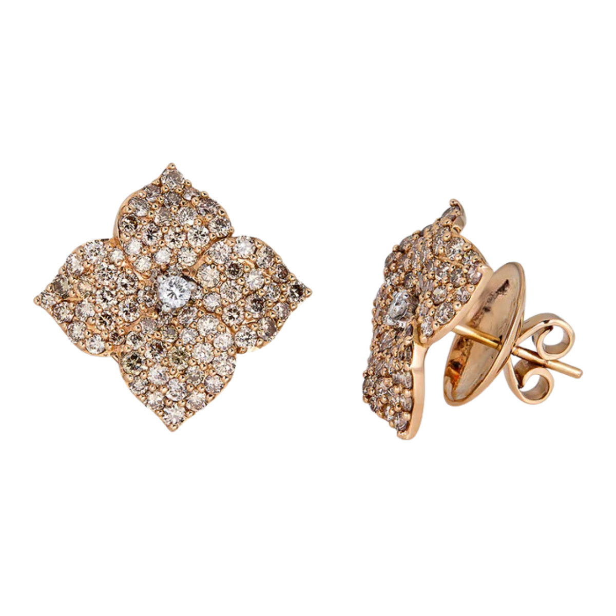 Large Champagne Diamond Fleur Earring