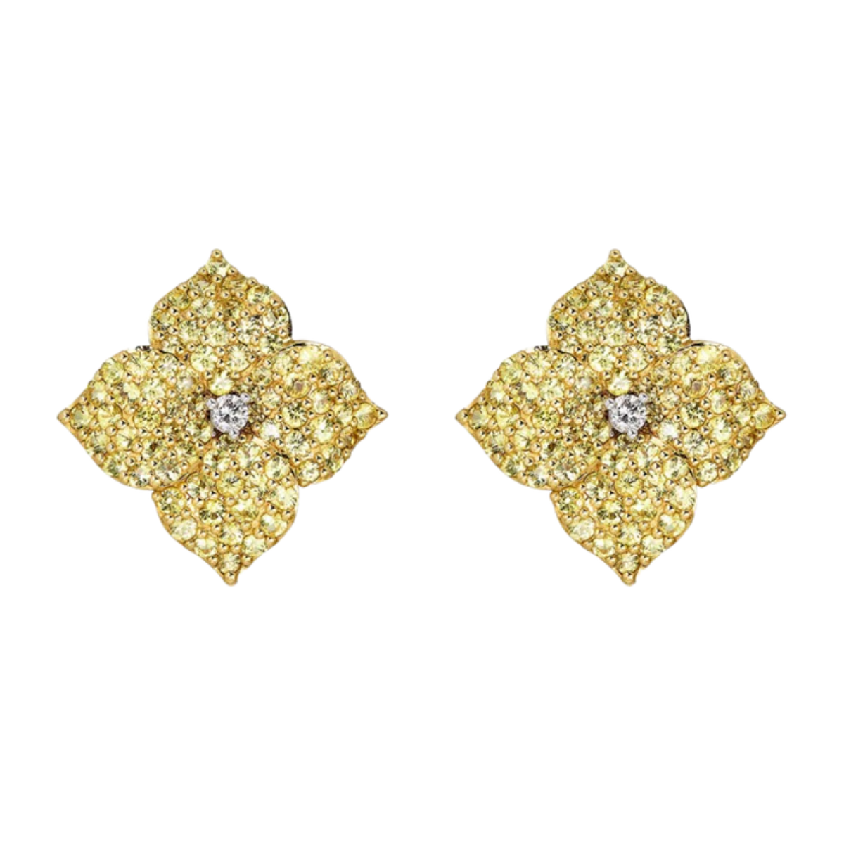 Large Yellow Sapphire Fleur Earring