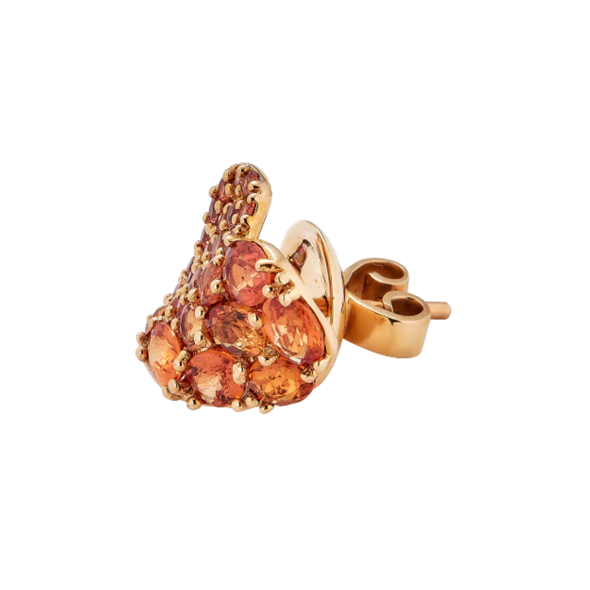 Small Orange Sapphire Wave Heart Earrings