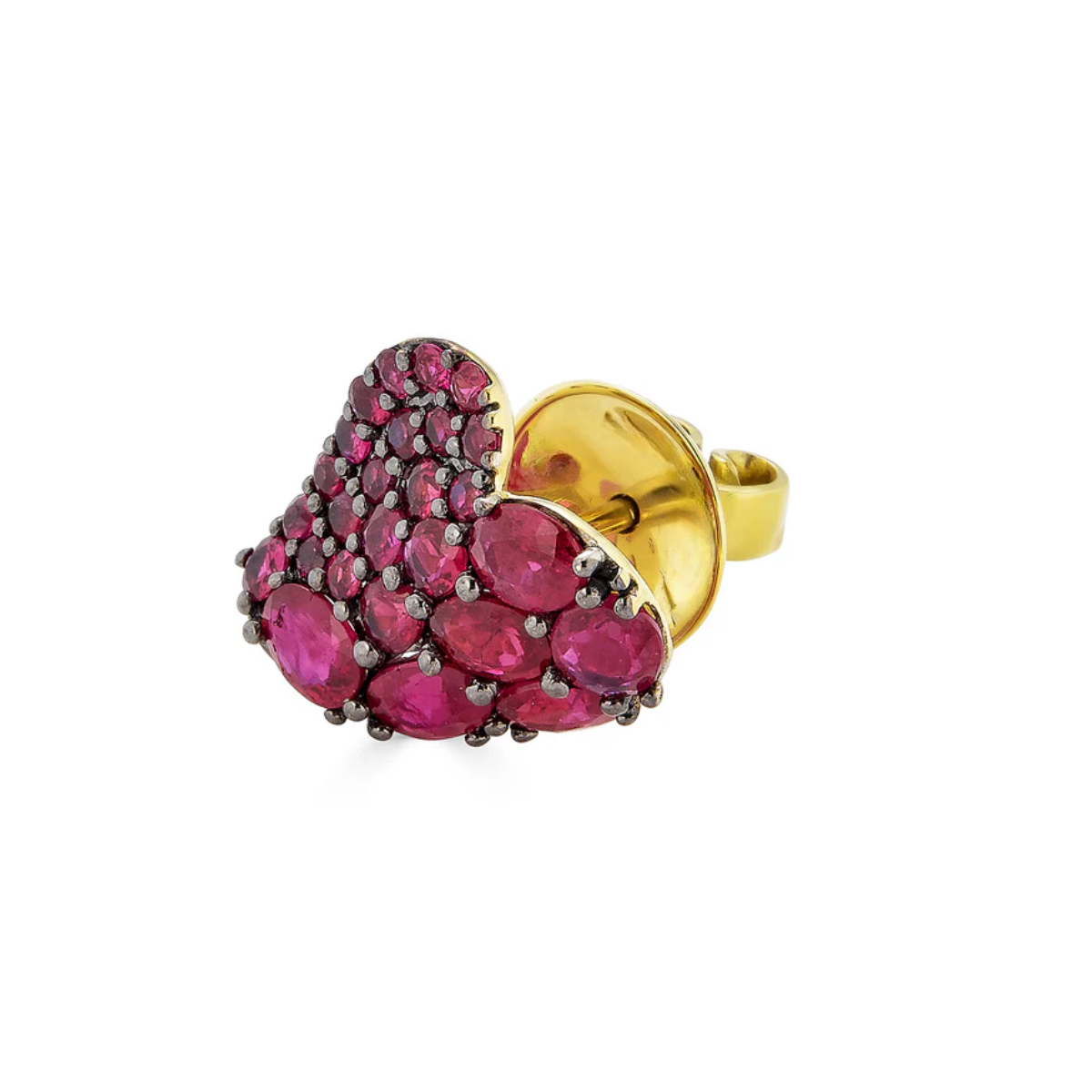Small Ruby Wave Heart Earrings