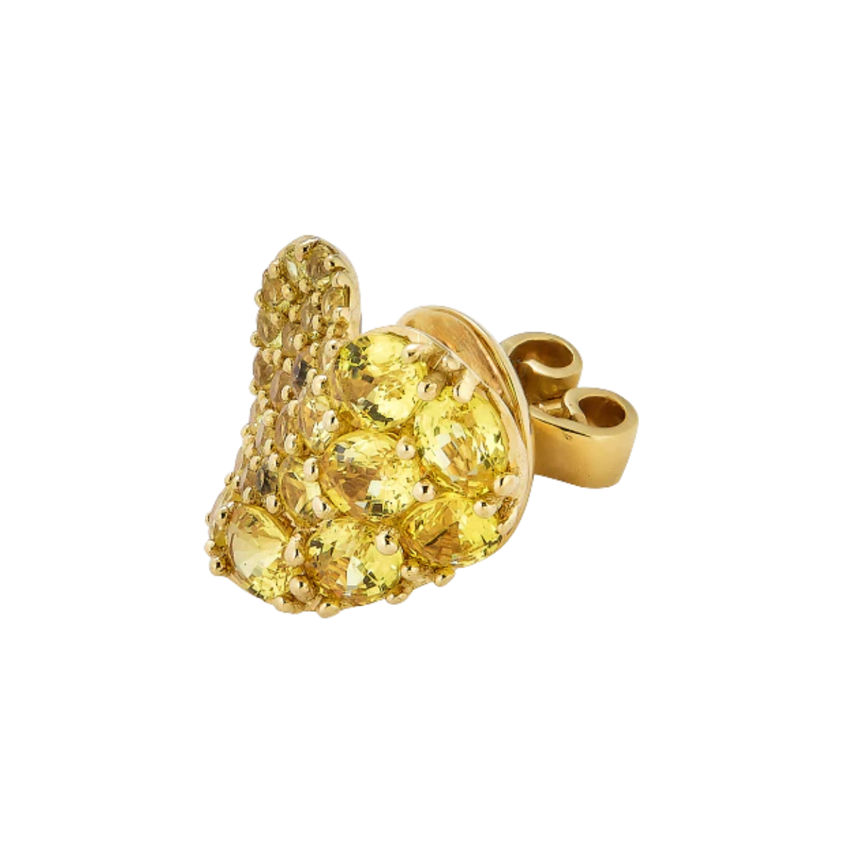 Small Yellow Sapphire Wave Heart Earrings