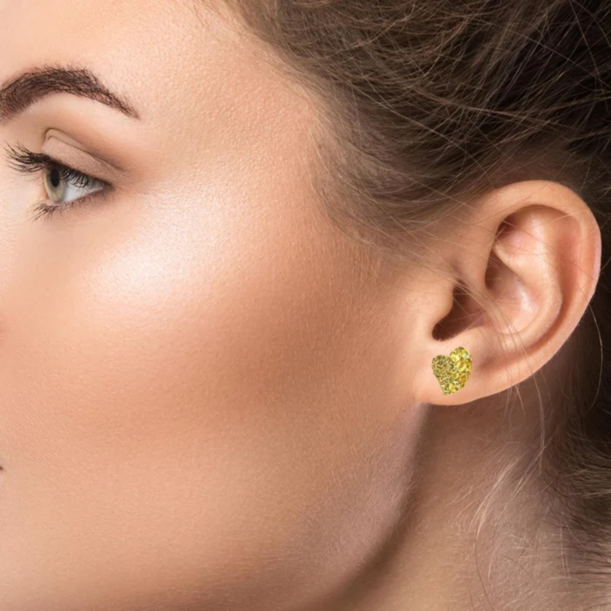 Small Yellow Sapphire Wave Heart Earrings