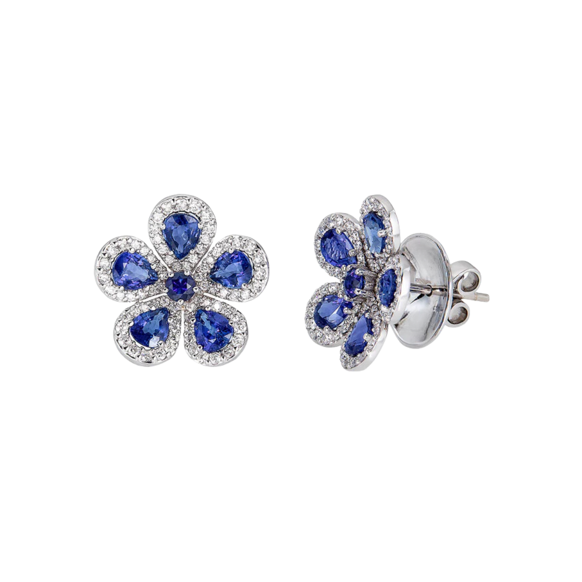 Sapphire Flower Studs