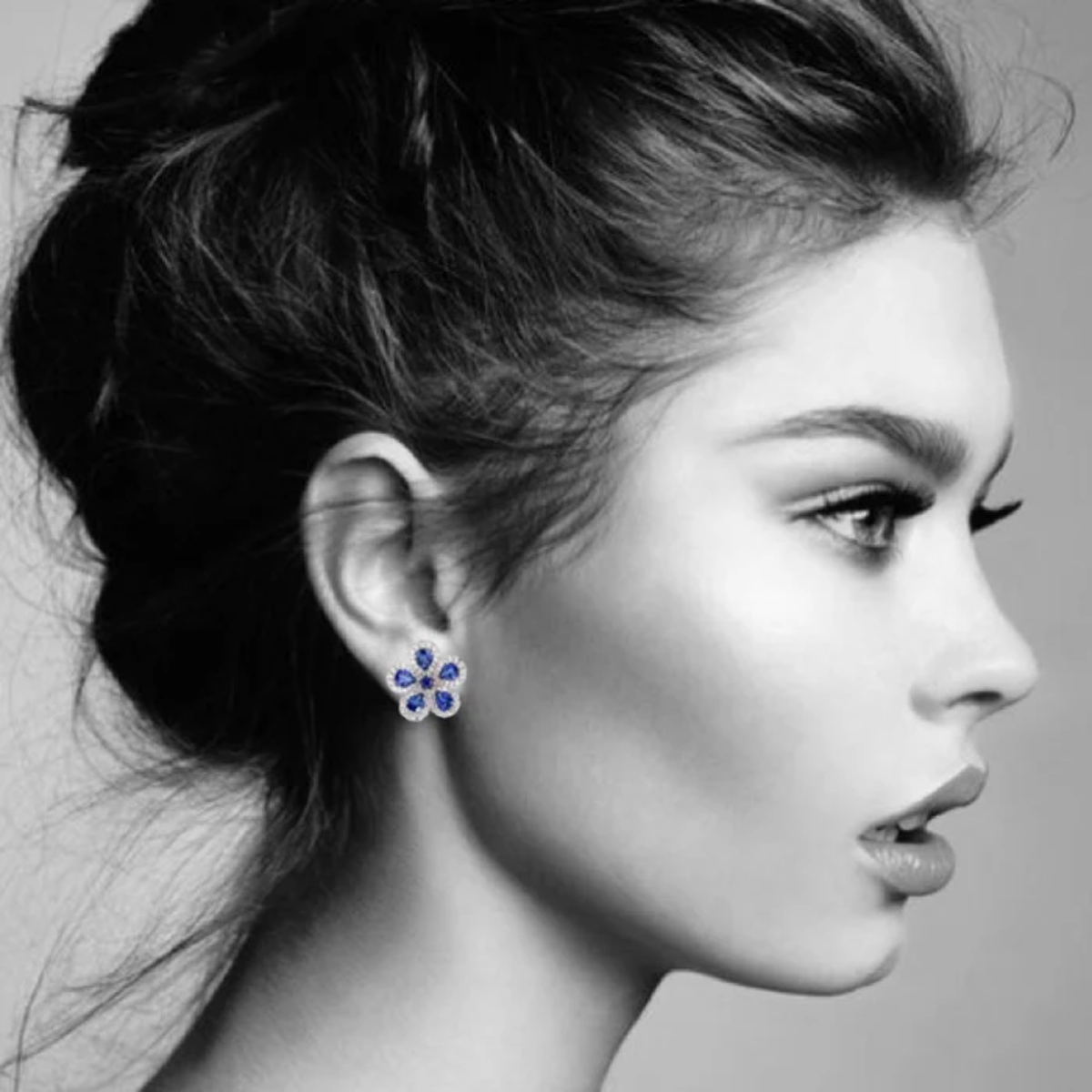 Sapphire Flower Studs