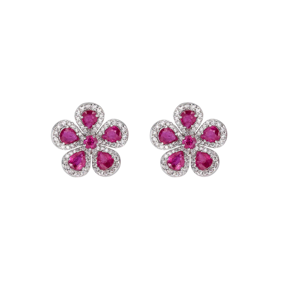Ruby Flower Studs