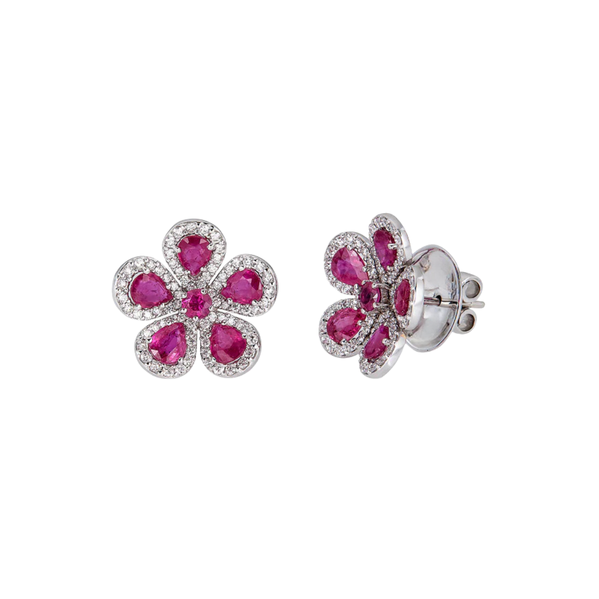 Ruby Flower Studs