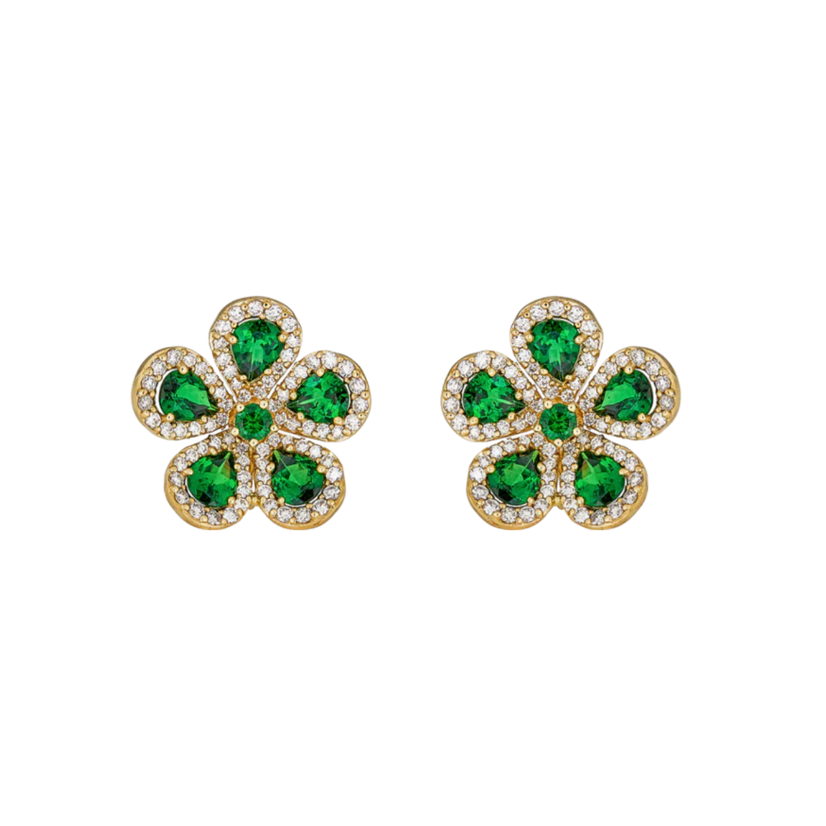 flower stud earrings, gold