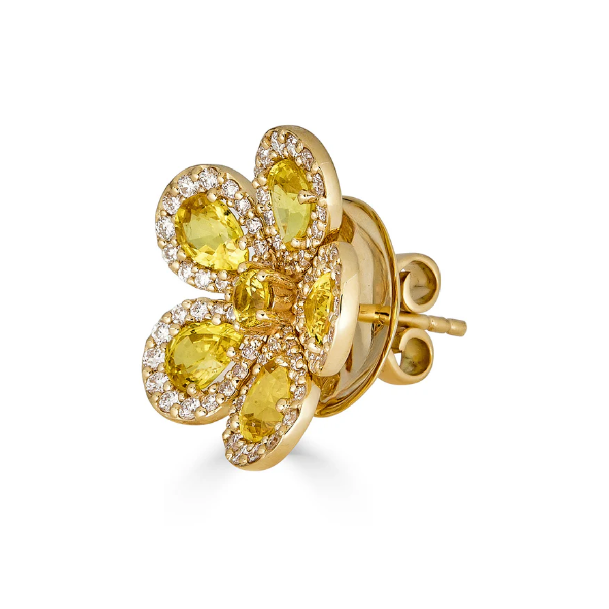 Yellow Sapphire Flower Studs