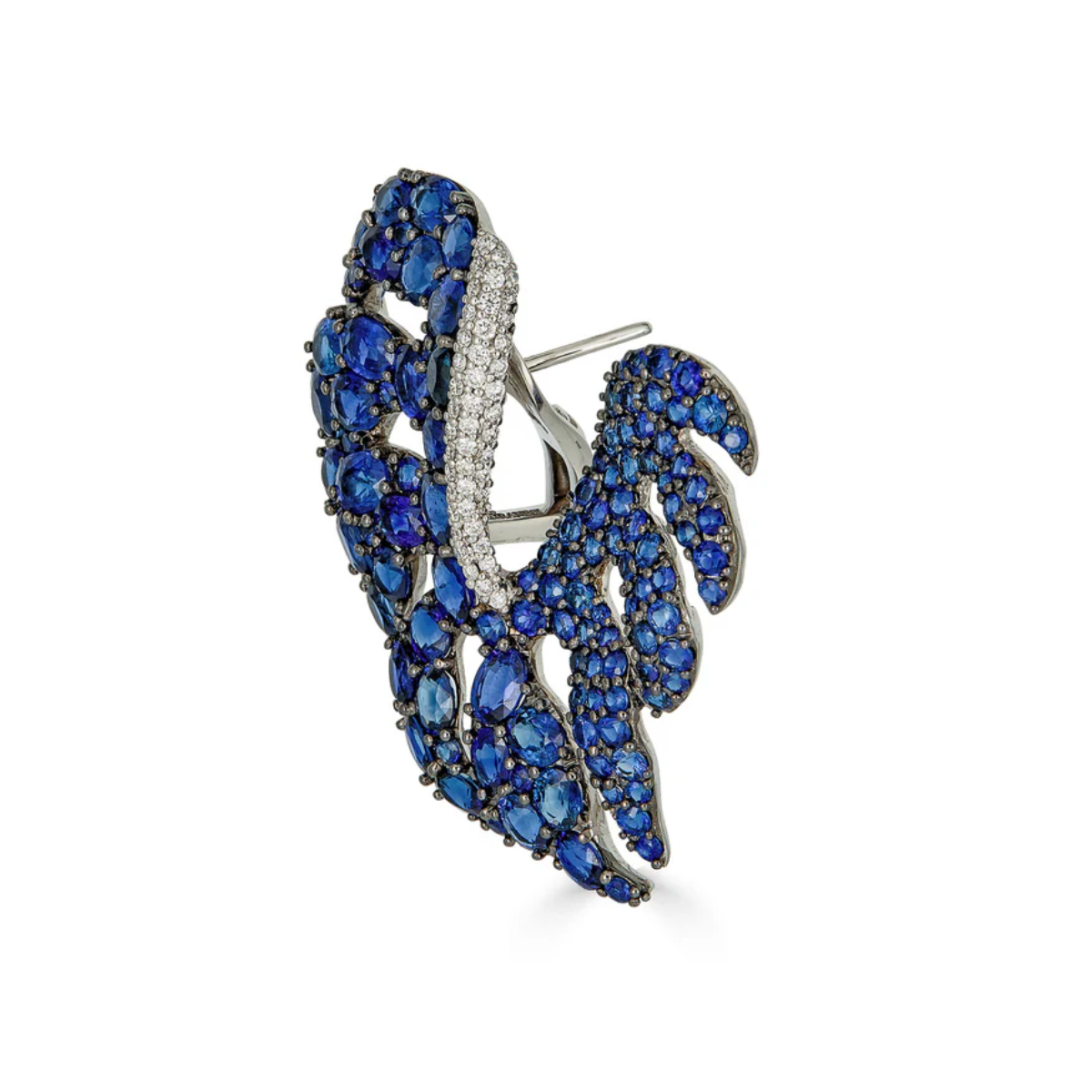 Blue Sapphire Leaf Earring