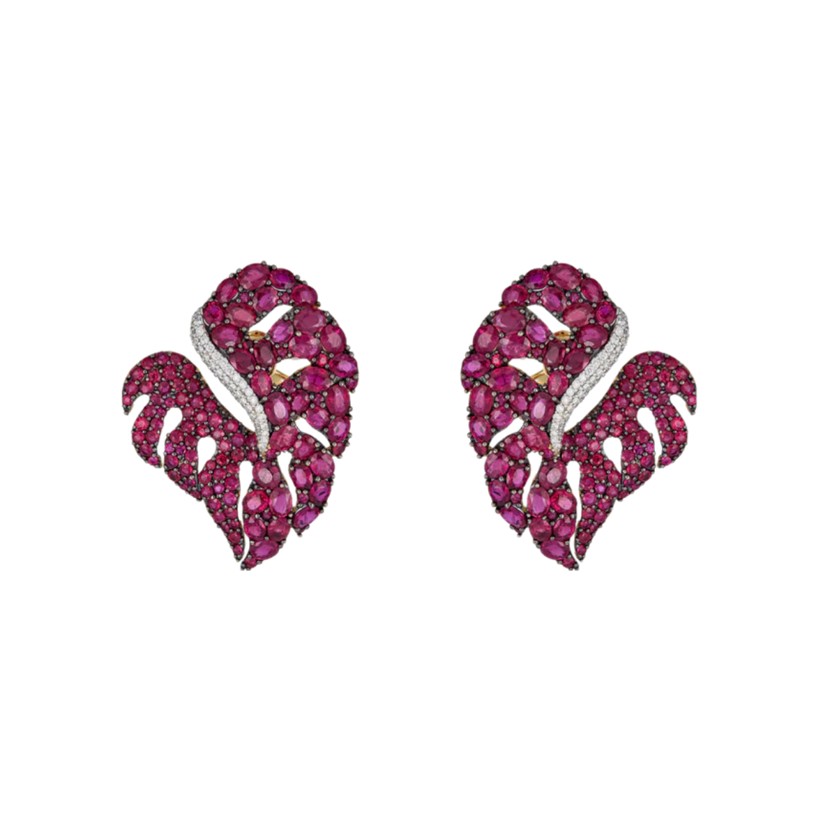Ruby Leaf Earring