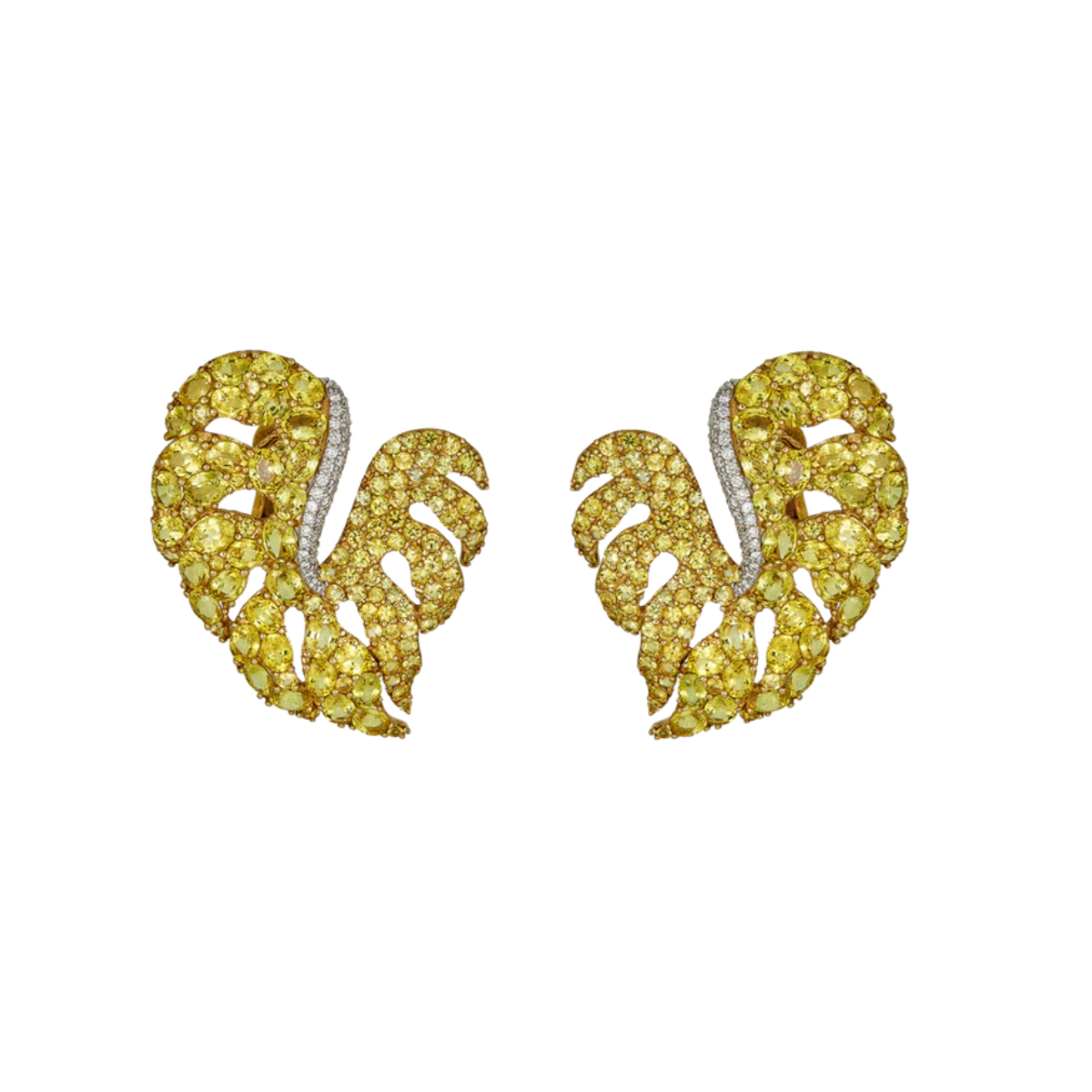 Yellow Sapphire Leaf Earring