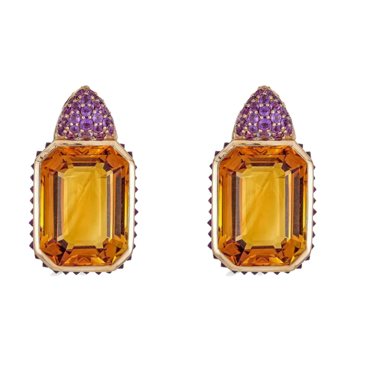 Amethyst & Citrine REVERSE SET Earring