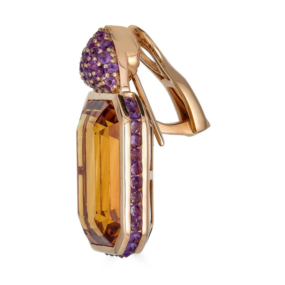 Amethyst & Citrine REVERSE SET Earring