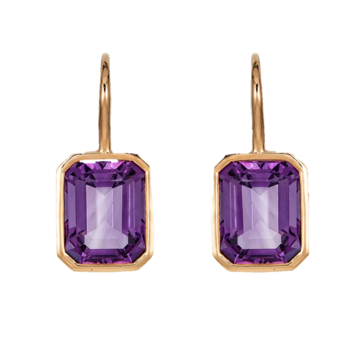 Amethyst Bezel Single Drop Earring