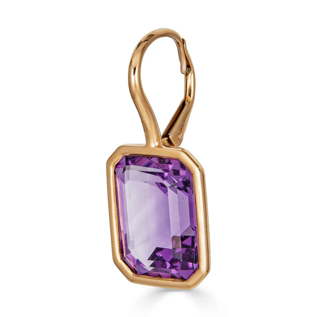 Amethyst Bezel Single Drop Earring