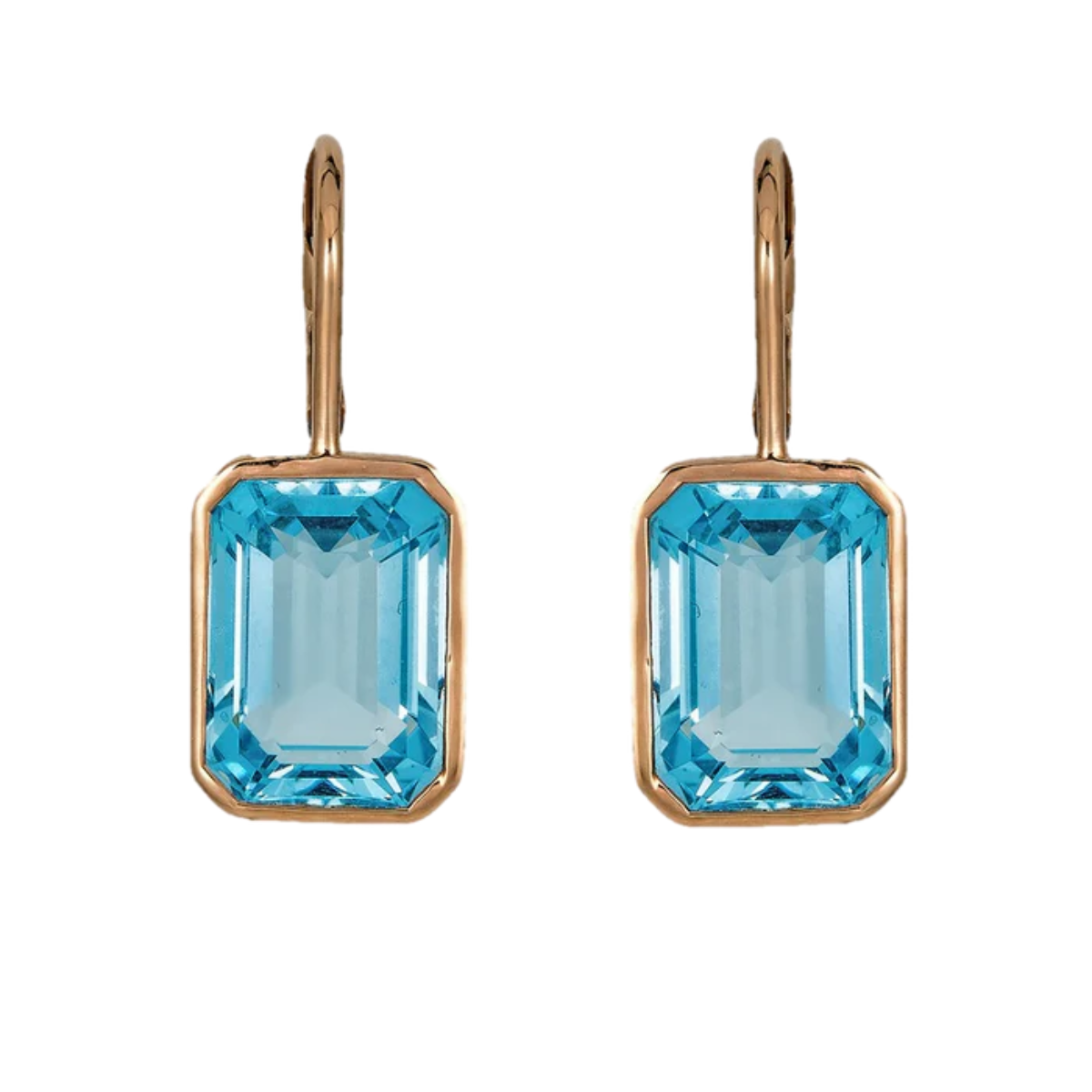 Blue Topaz Bezel Single Drop Earring