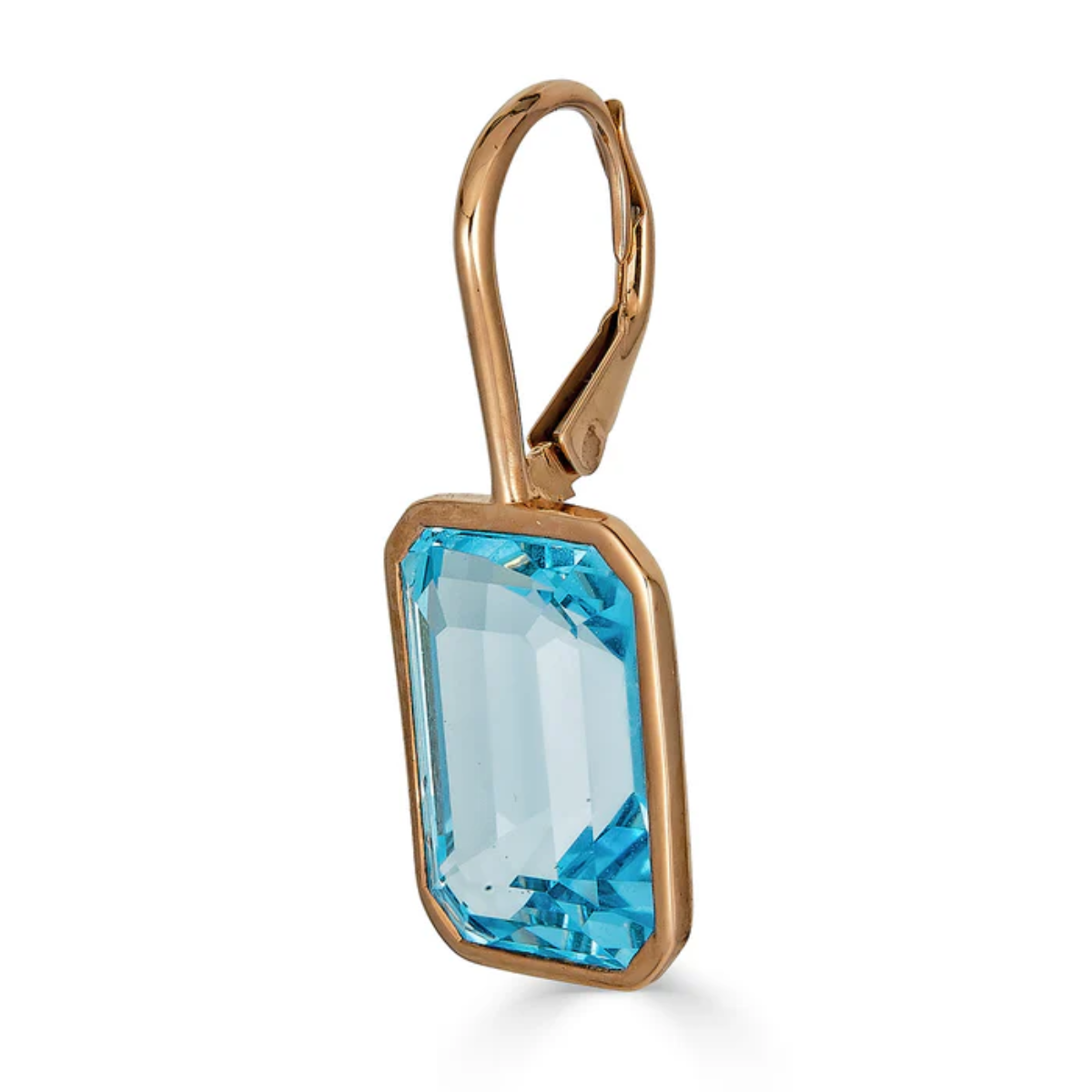 Blue Topaz Bezel Single Drop Earring