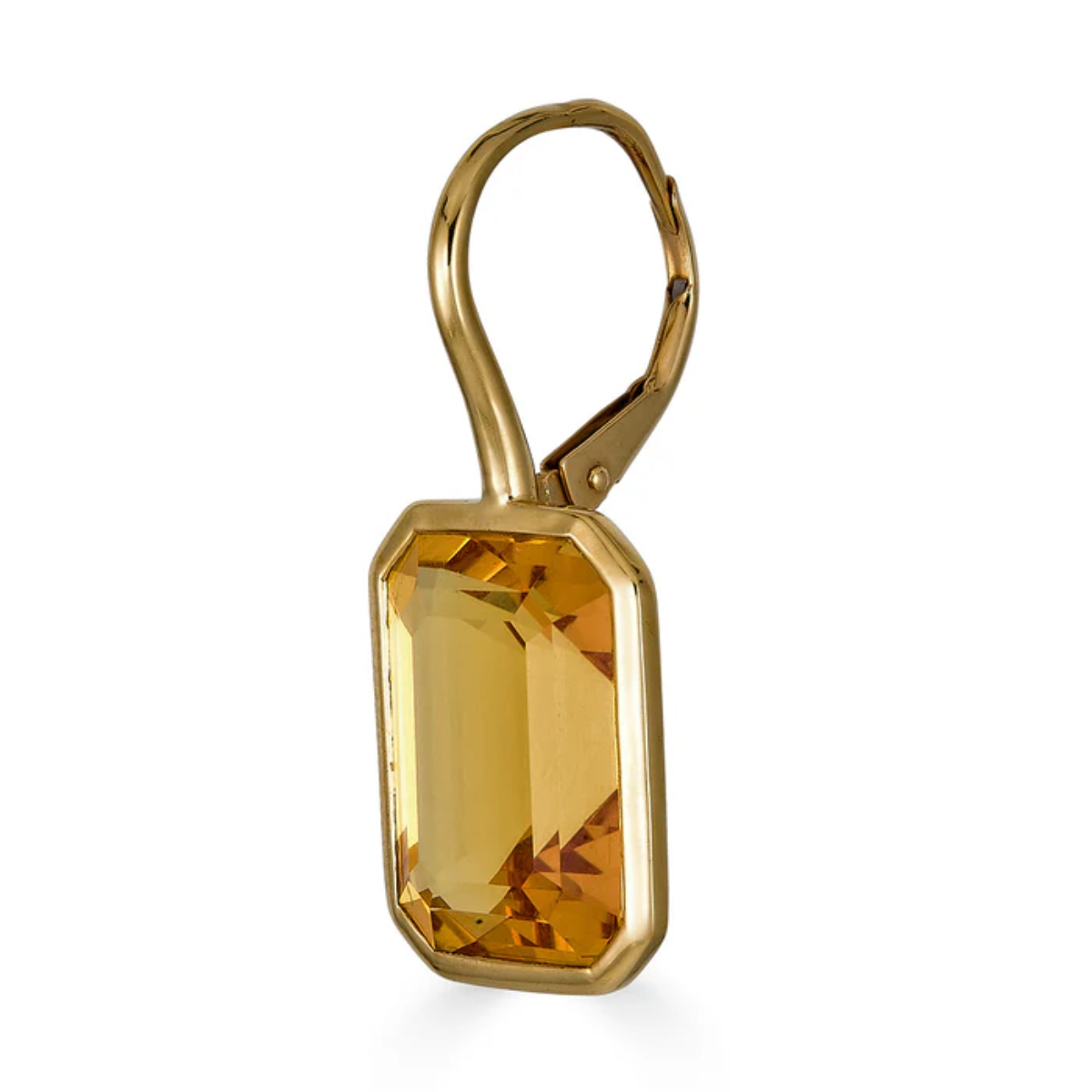 Yellow Citrine Bezel Single Drop Earring