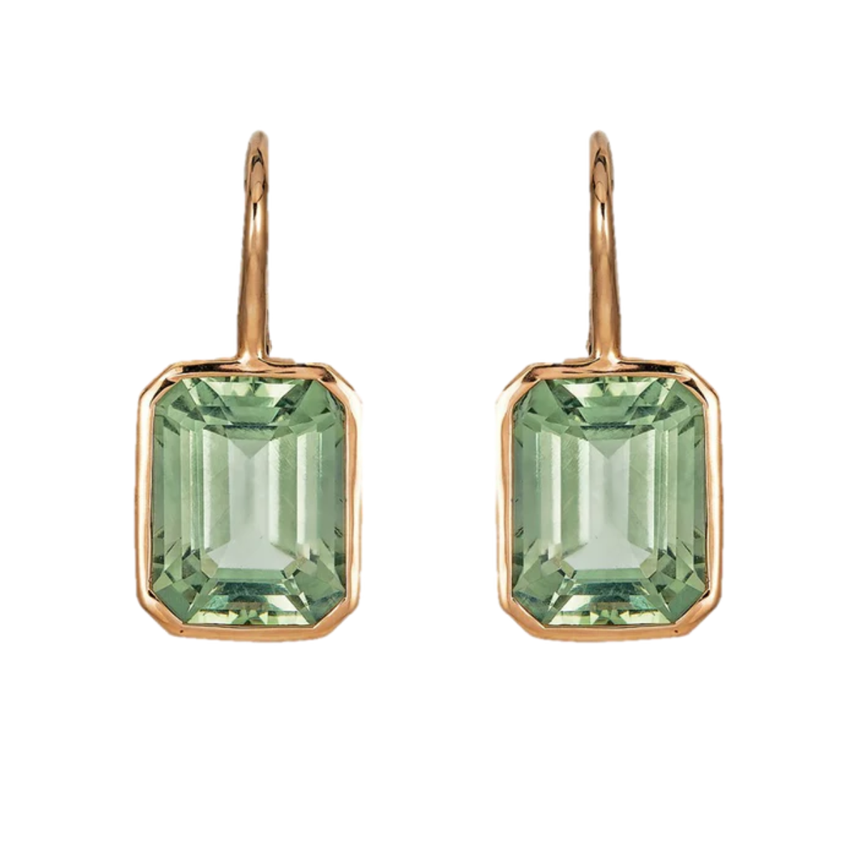 Green Amethyst Bezel Single Drop Earring