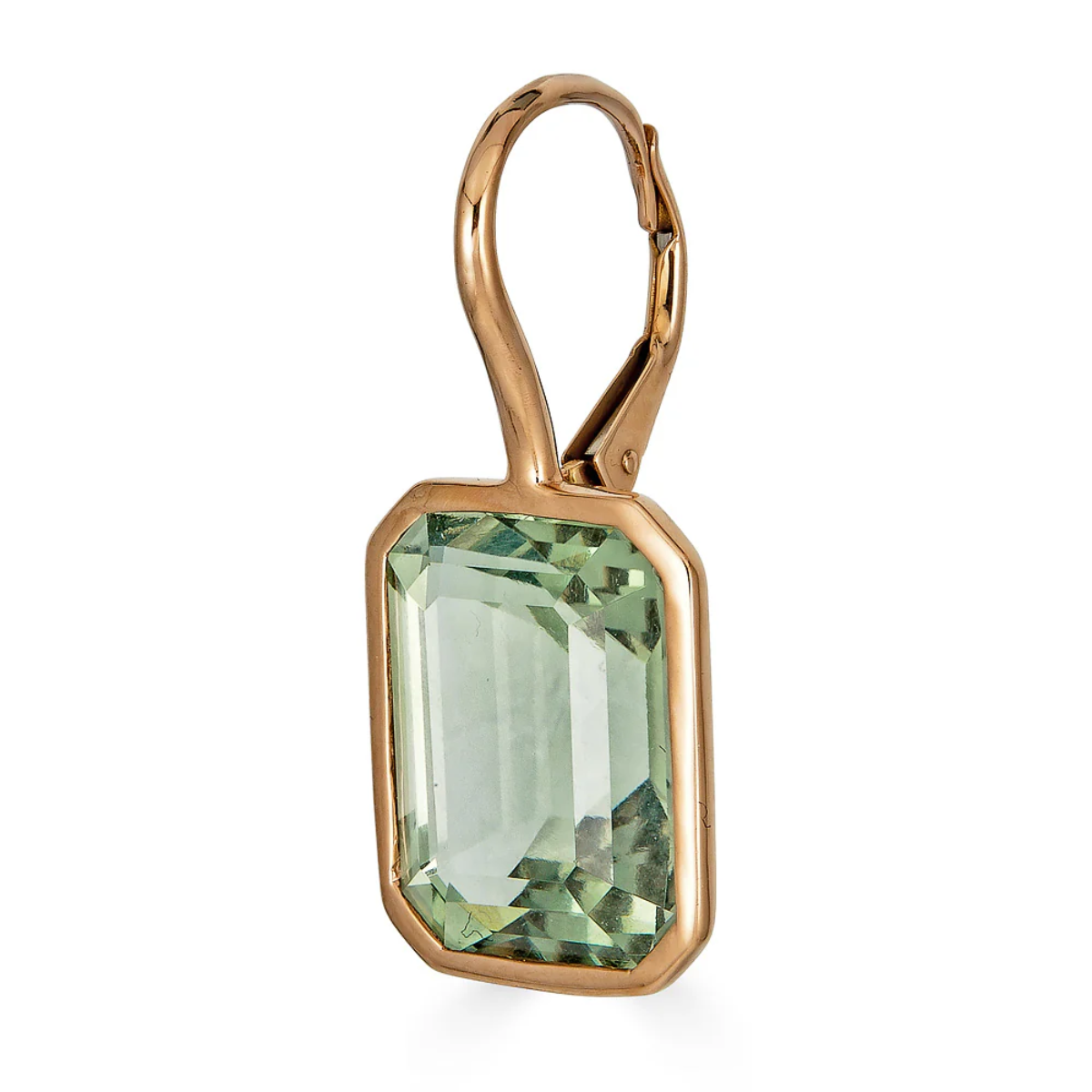 Green Amethyst Bezel Single Drop Earring