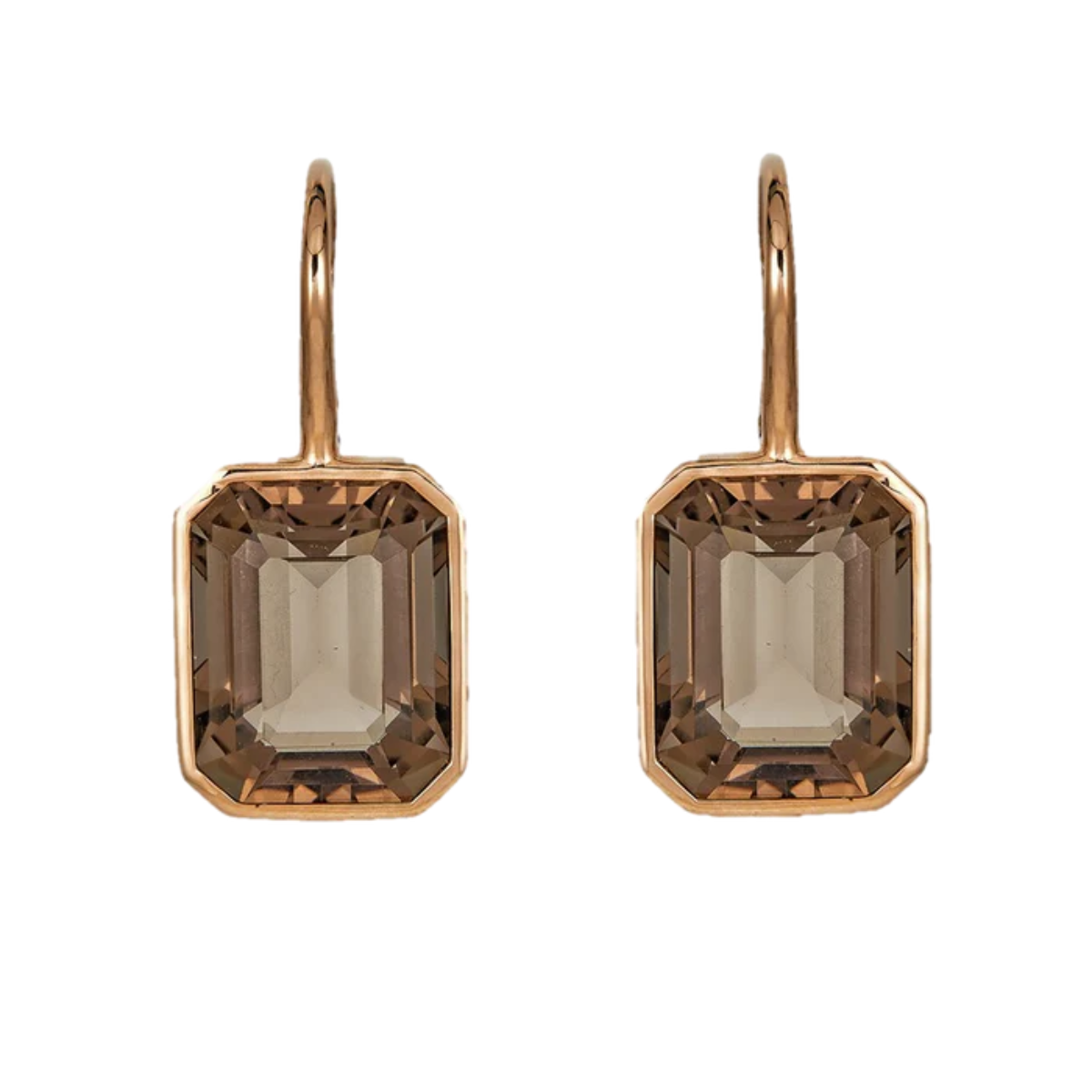 Smokey Quartz Bezel Single Drop Earring