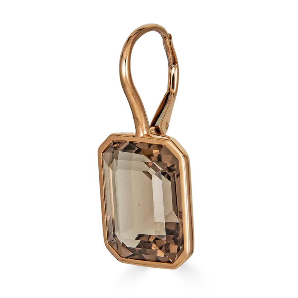 Smokey Quartz Bezel Single Drop Earring