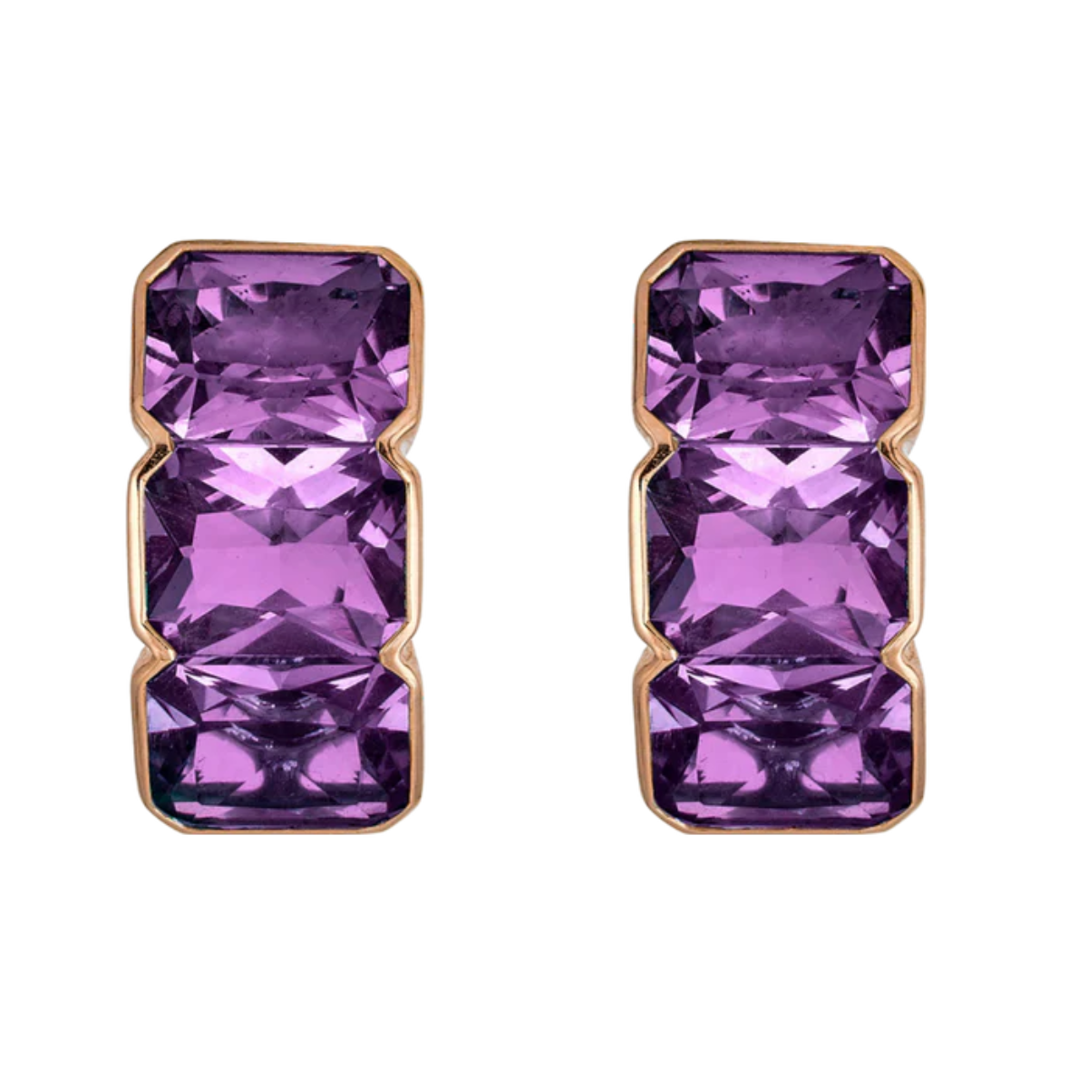 Amethyst Bezel Huggie