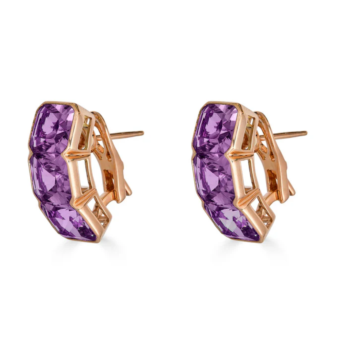 Amethyst Bezel Huggie
