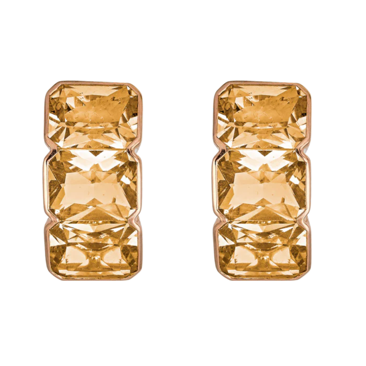 Yellow Citrine Bezel Huggie