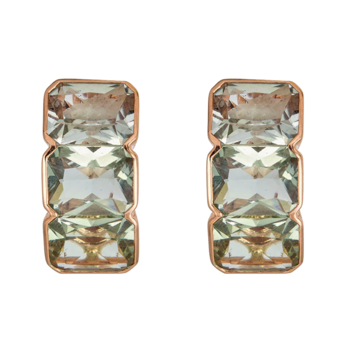 Green Amethysts Bezel Huggie