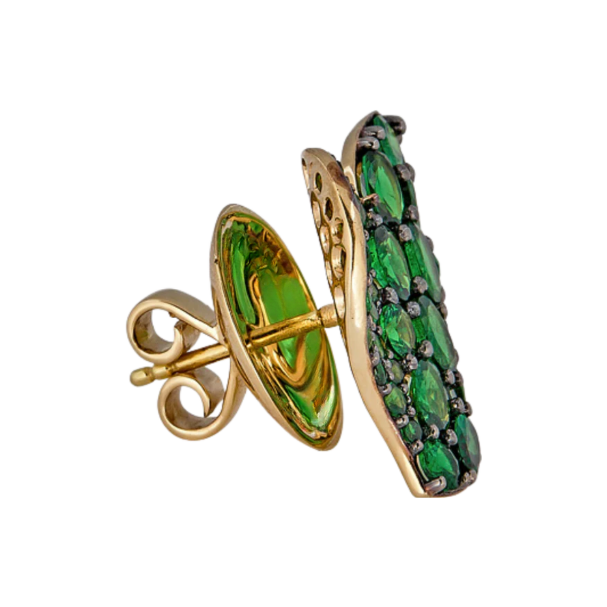 Medium Green Tsavorite Wave Heart Earrings