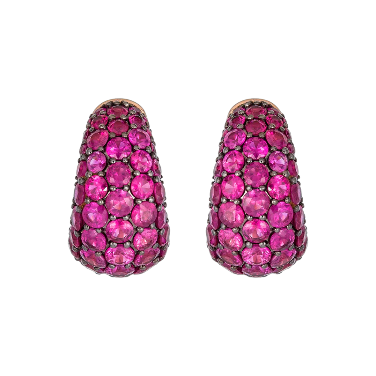 Deep Pink Sapphire Dome Huggie