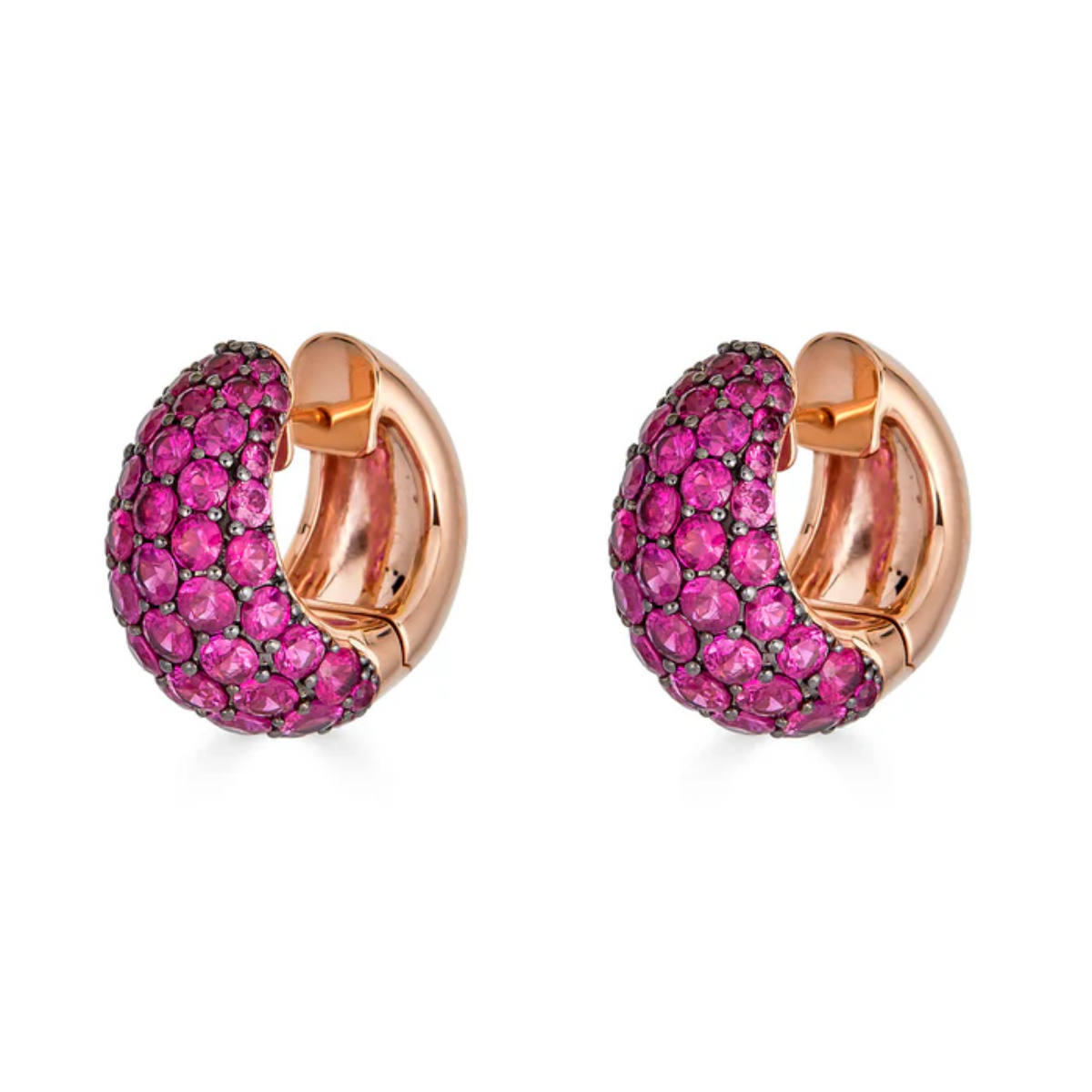 Deep Pink Sapphire Dome Huggie