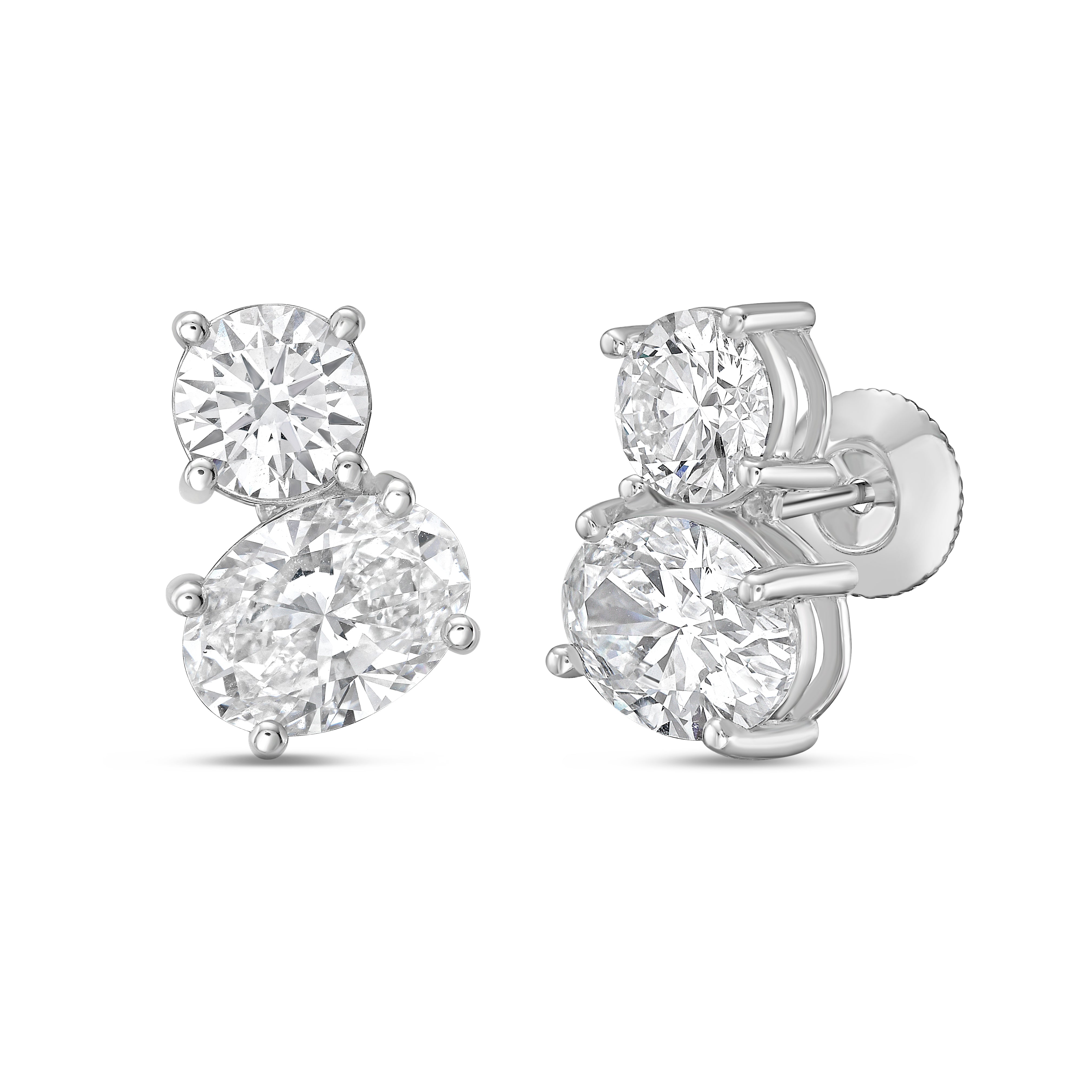 Lab Grown 2 Stone Earrings