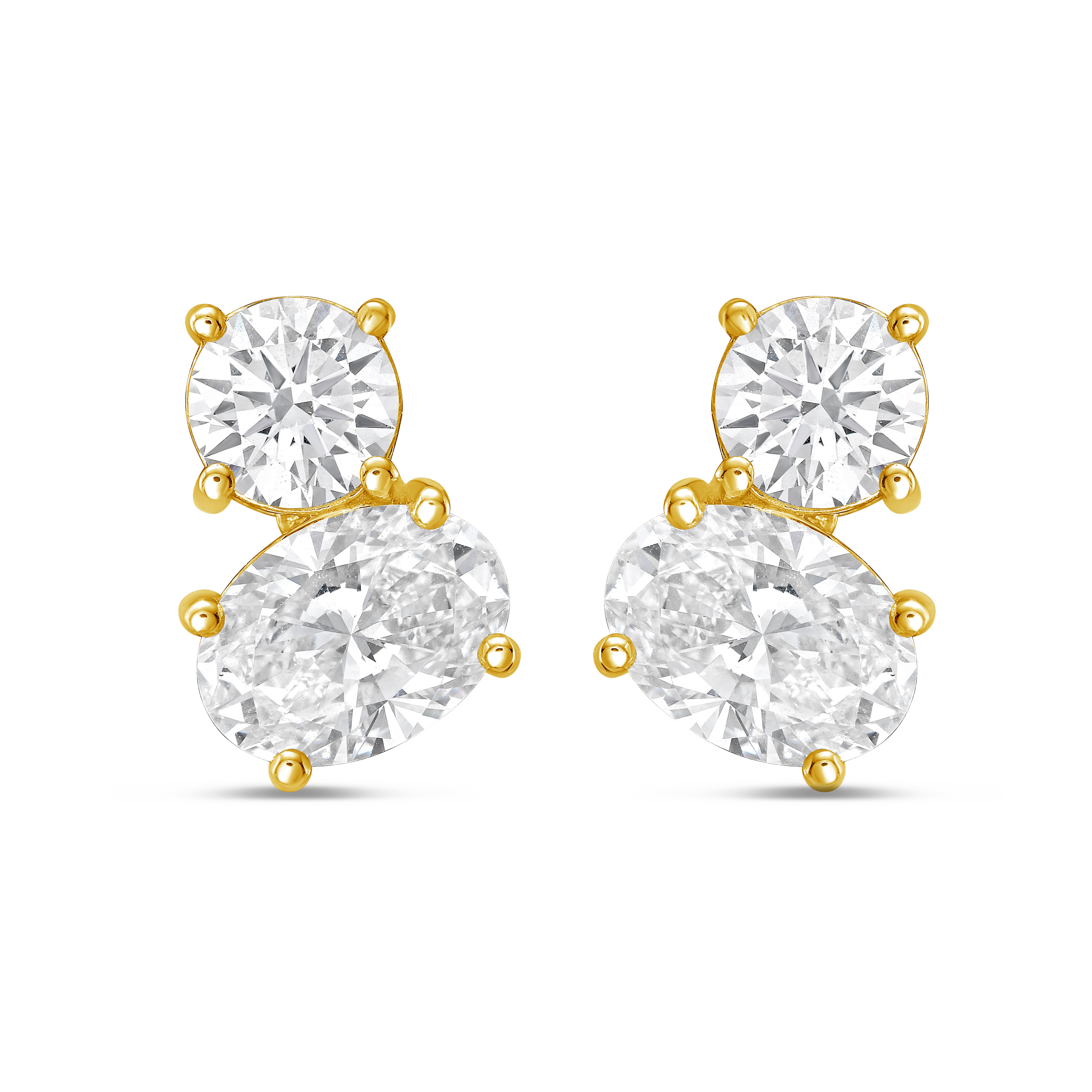 Lab Grown 2 Stone Earrings