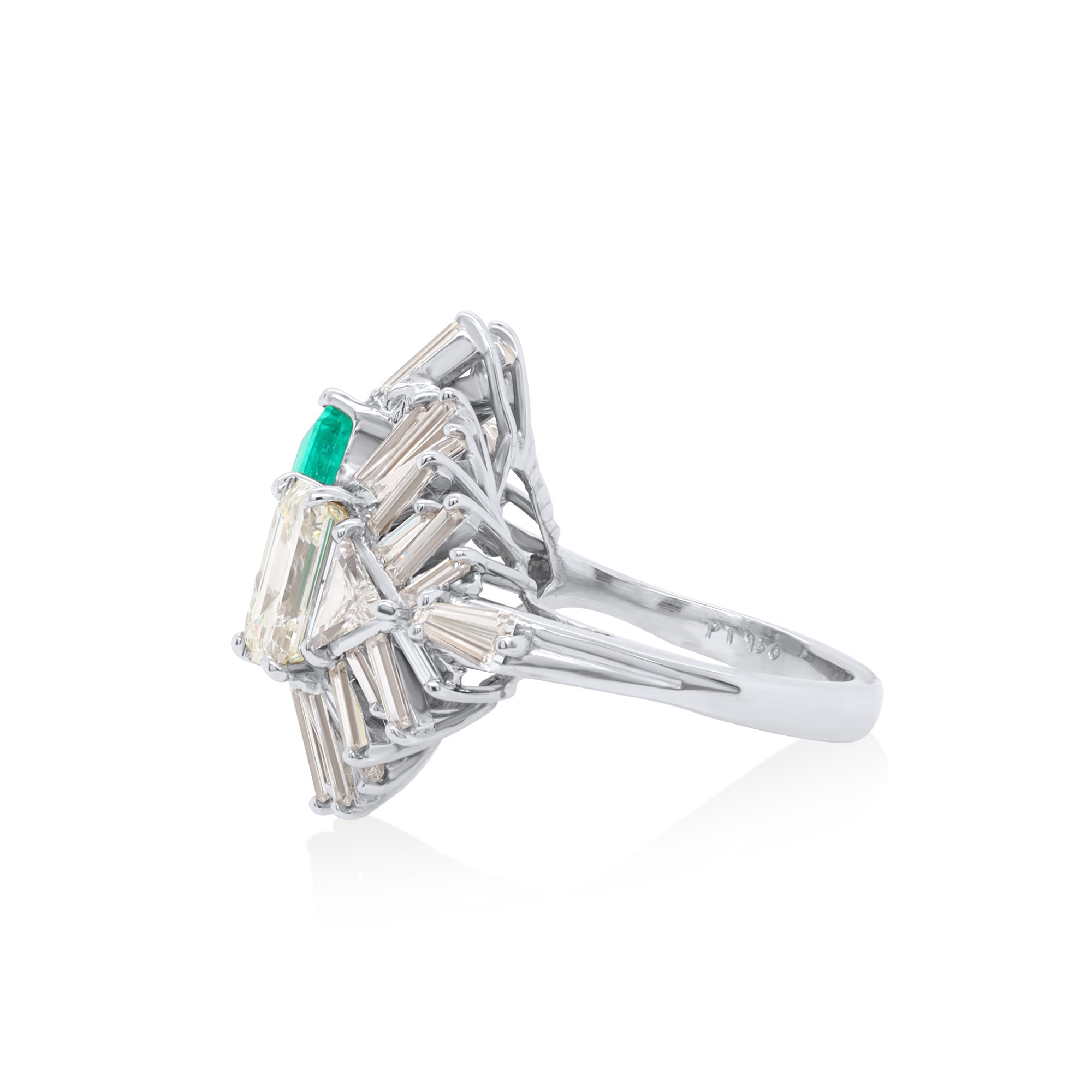 art deco diamond emerald ring