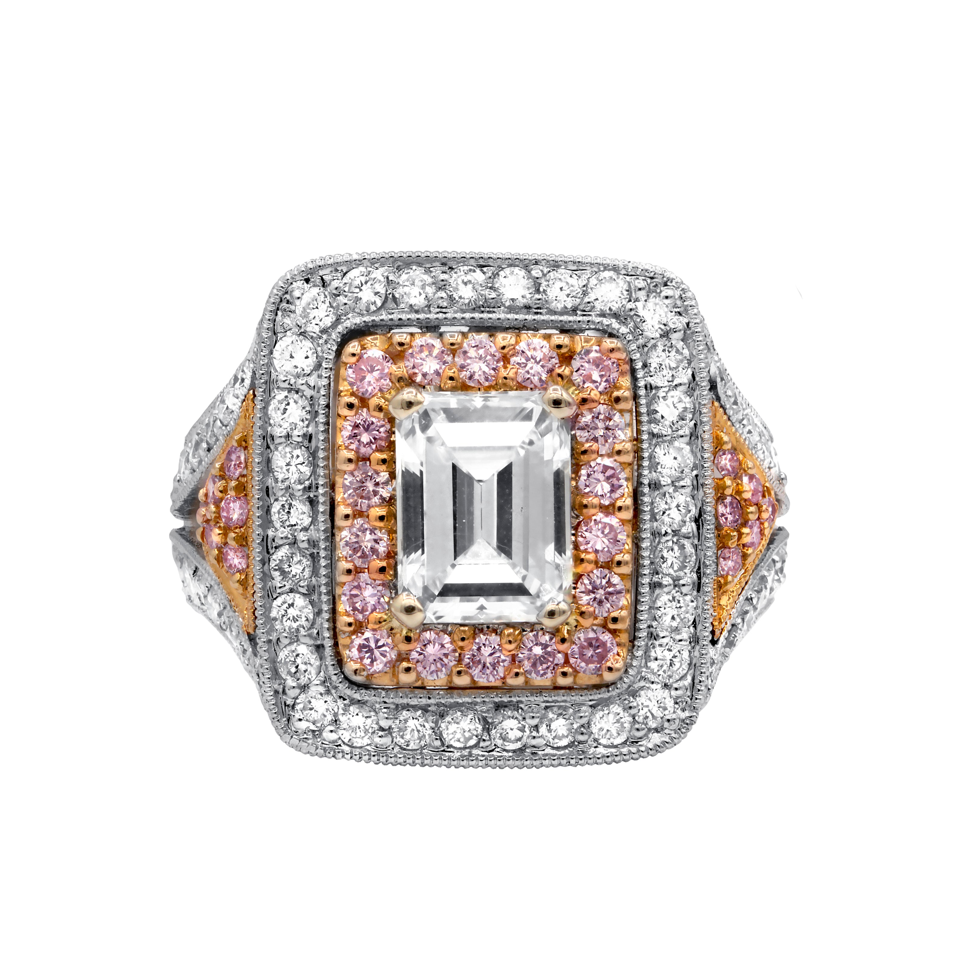 emerald cut diamond ring with halo