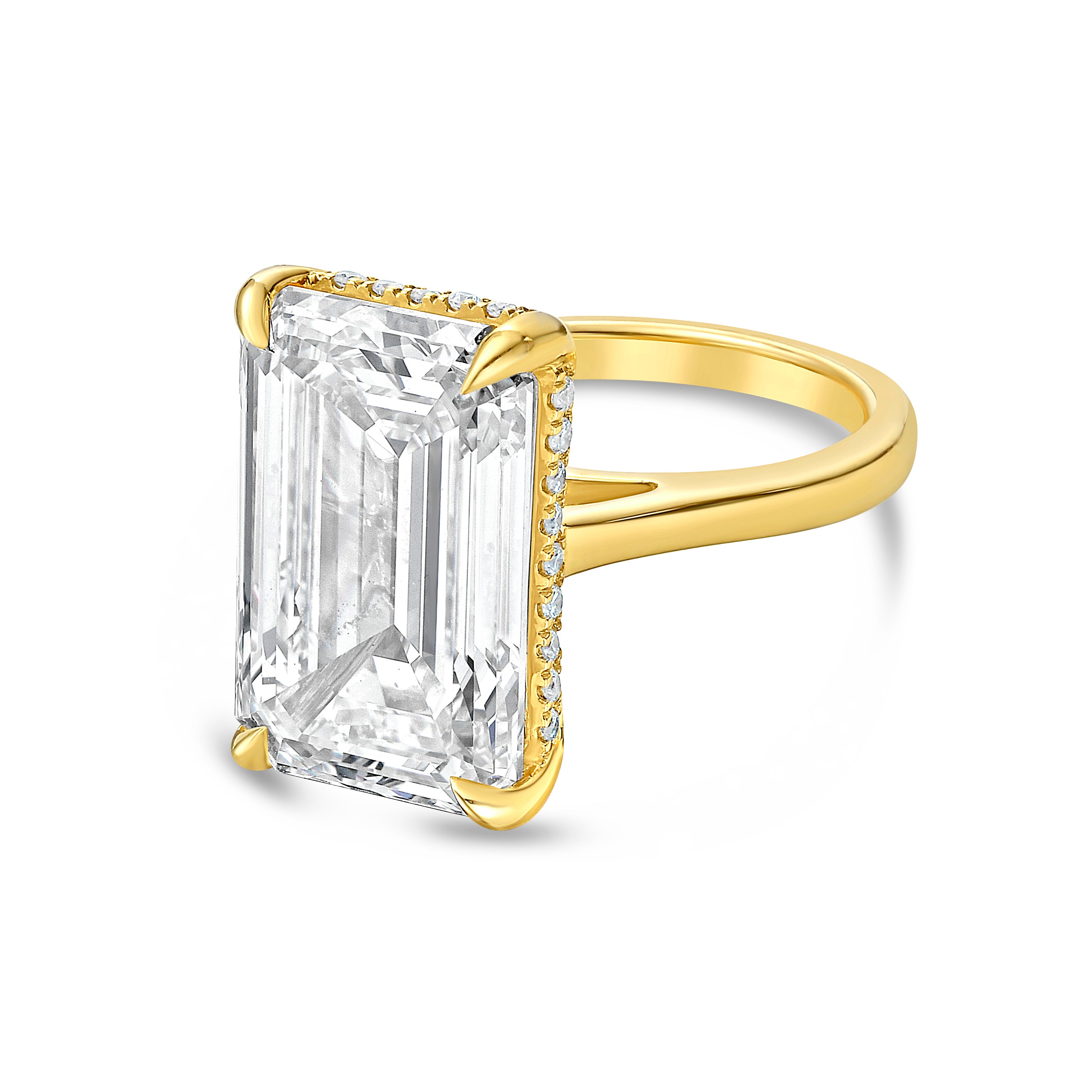 Lab Grown Emerald Cut Under Halo Ring