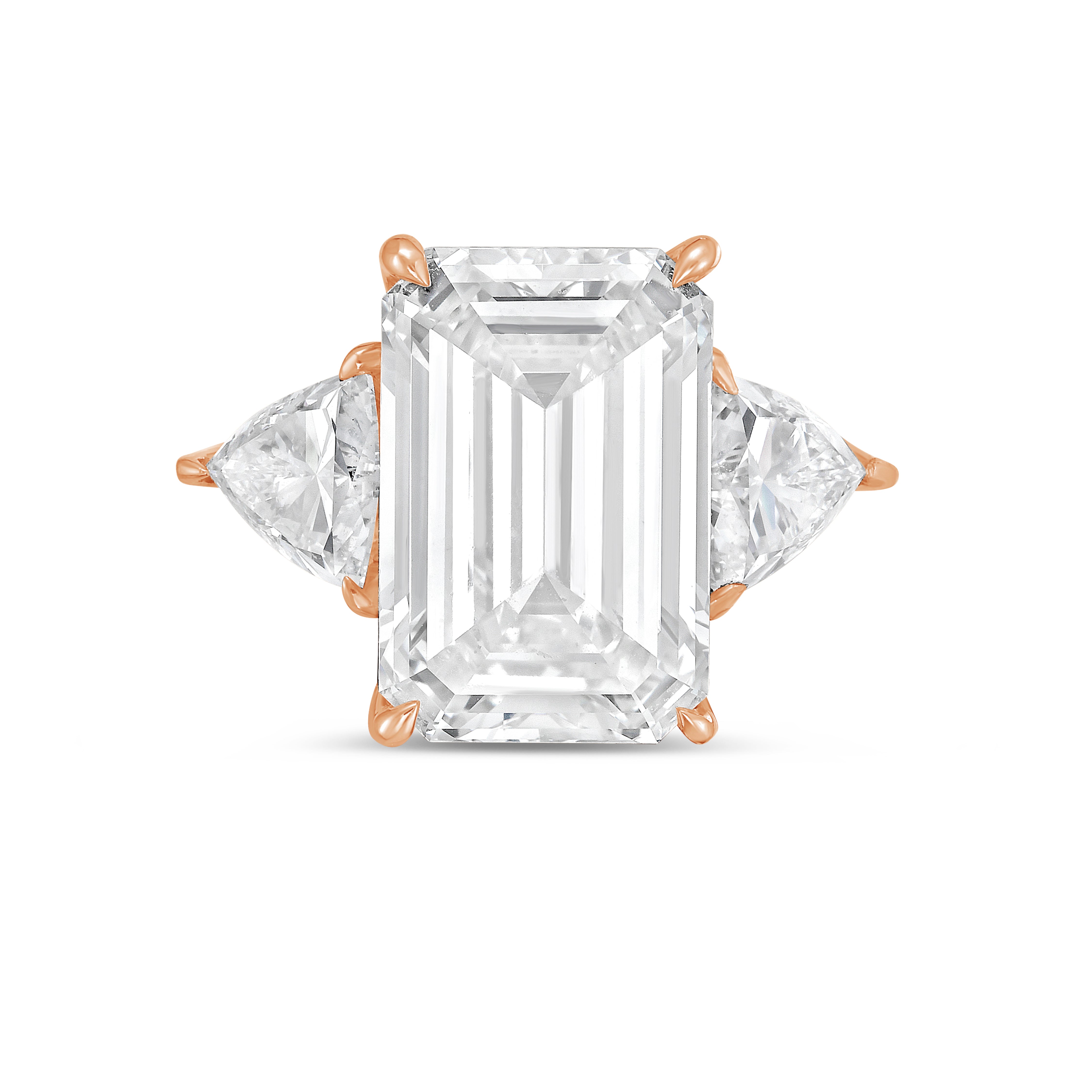 Lab Grown Emerald Diamond Ring With Trillions