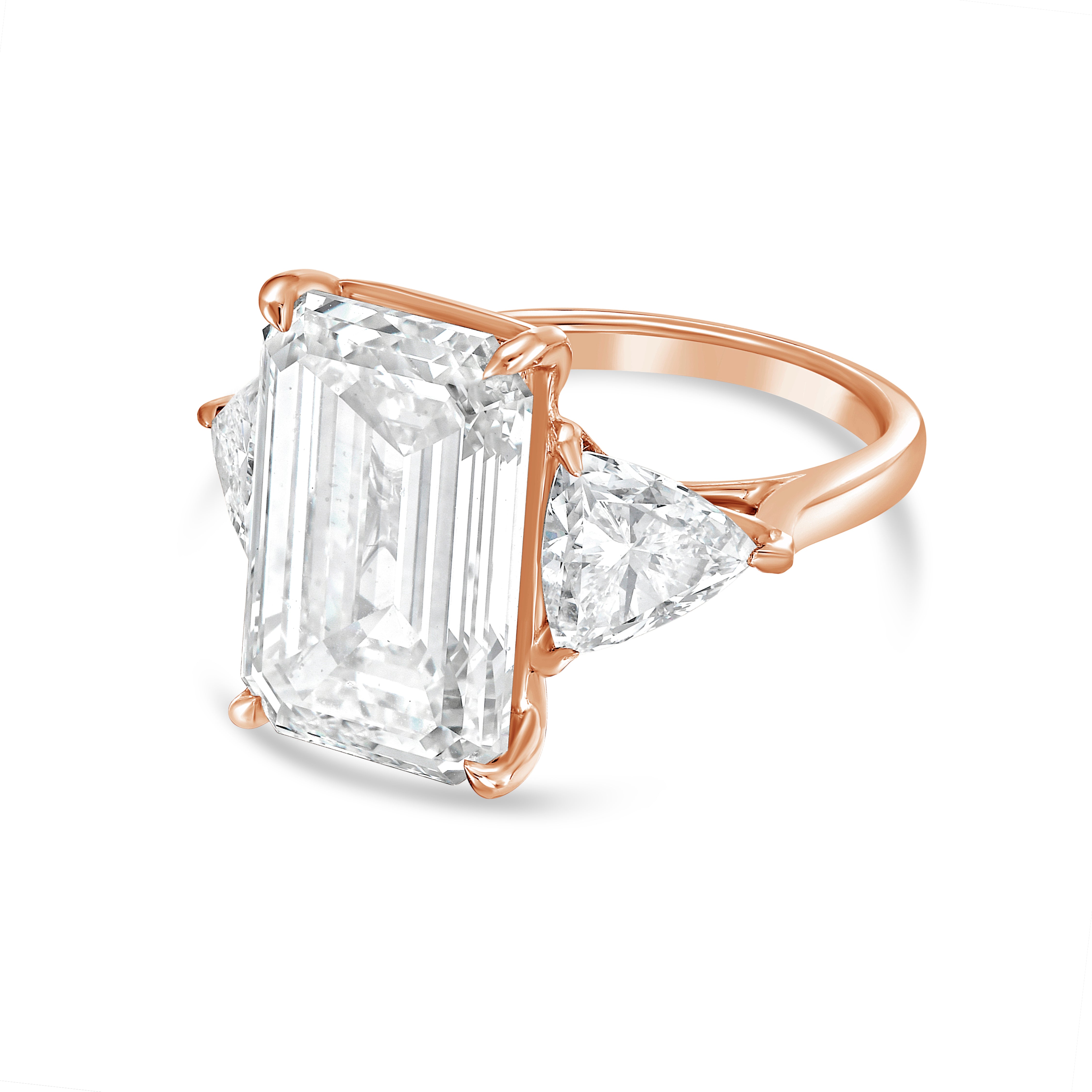 Lab Grown Emerald Diamond Ring With Trillions