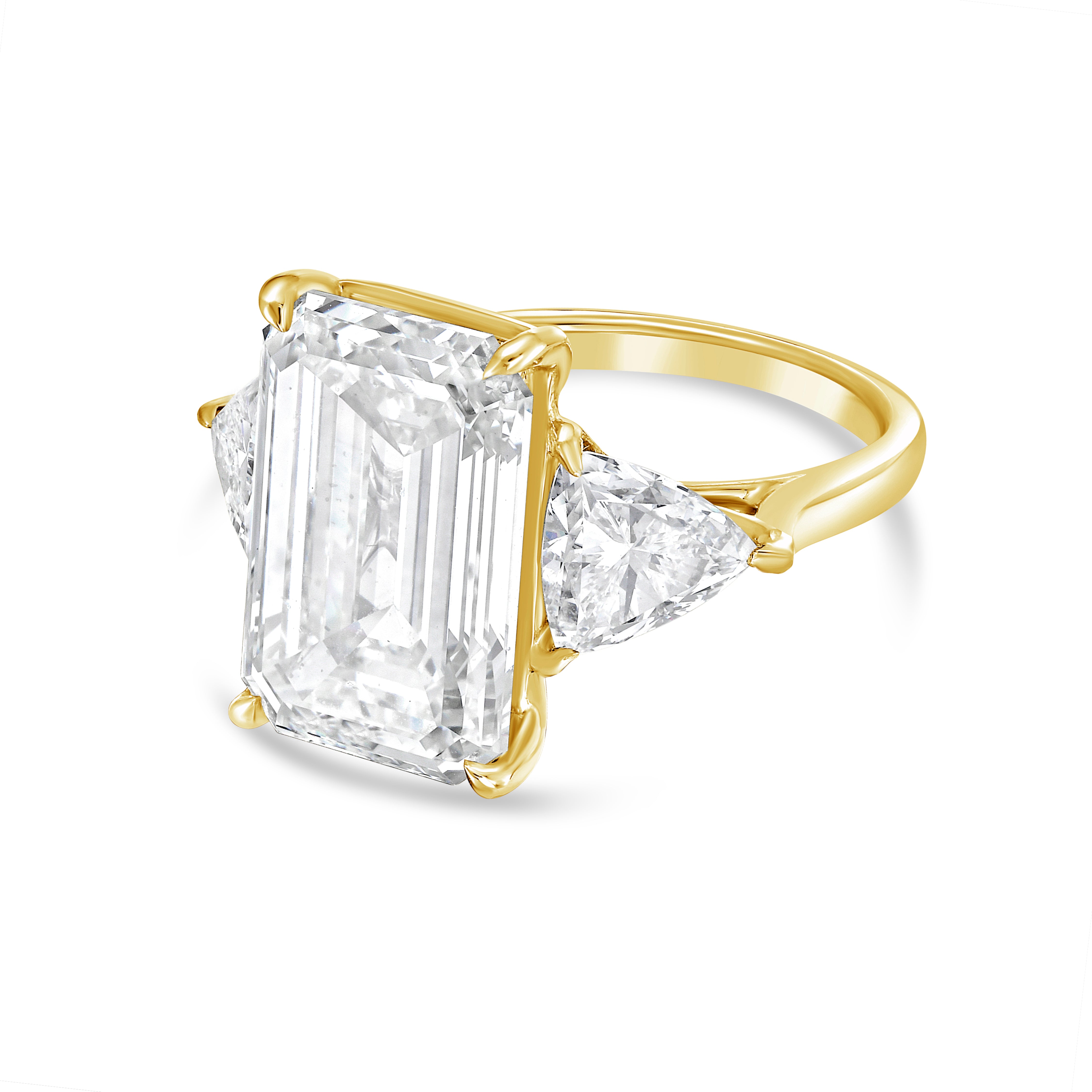 Lab Grown Emerald Diamond Ring With Trillions