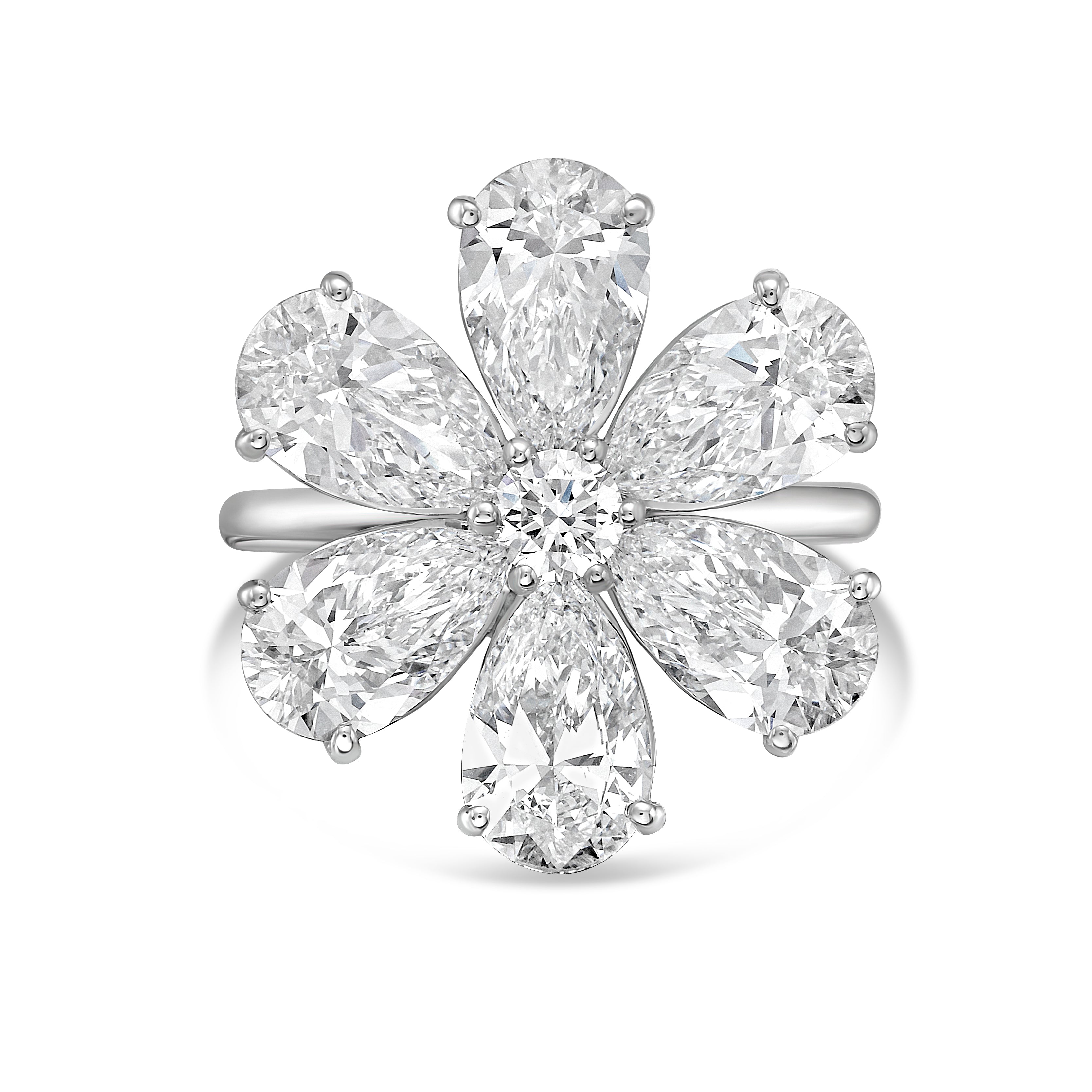 Pear Shape Diamond Flower Ring