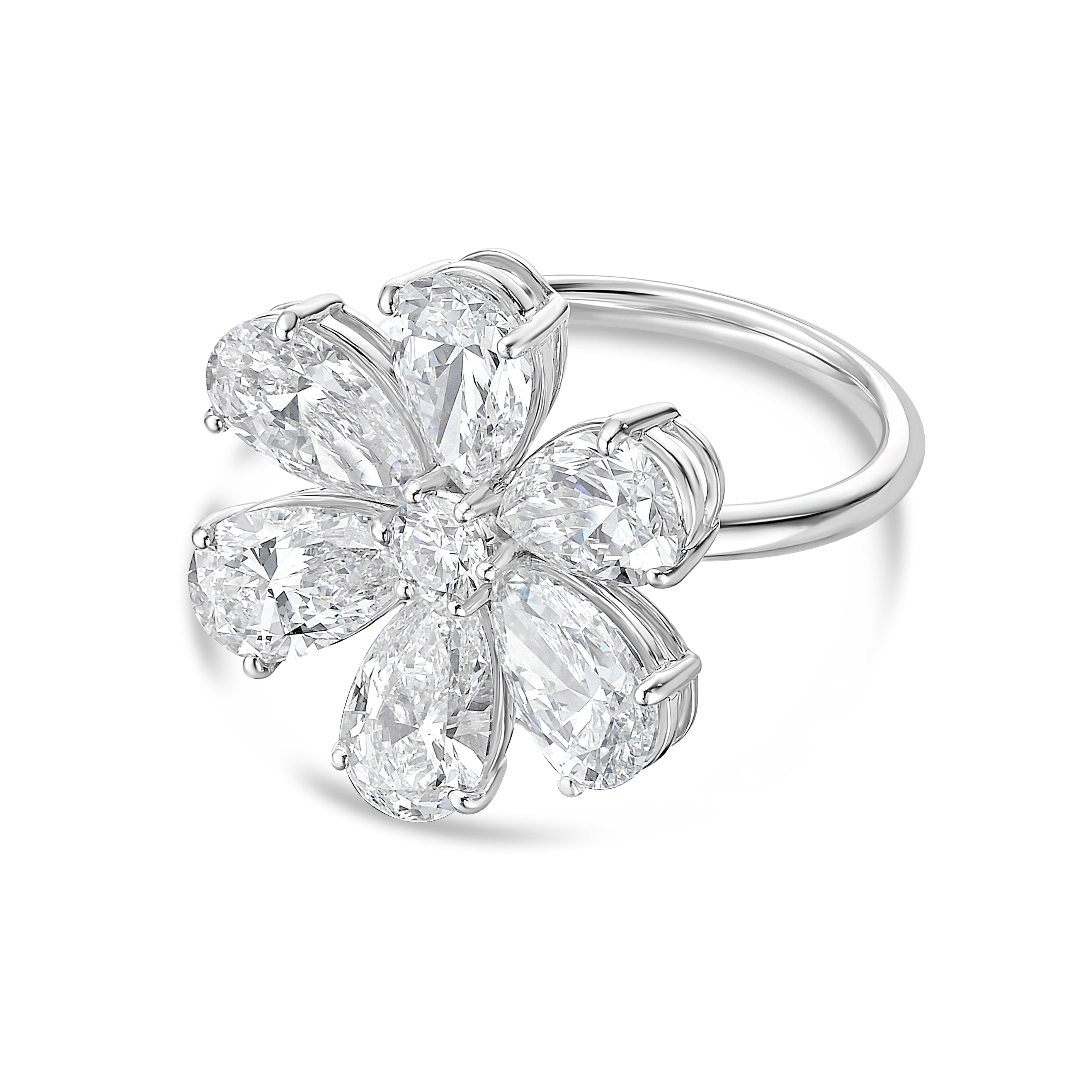 Pear Shape Diamond Flower Ring