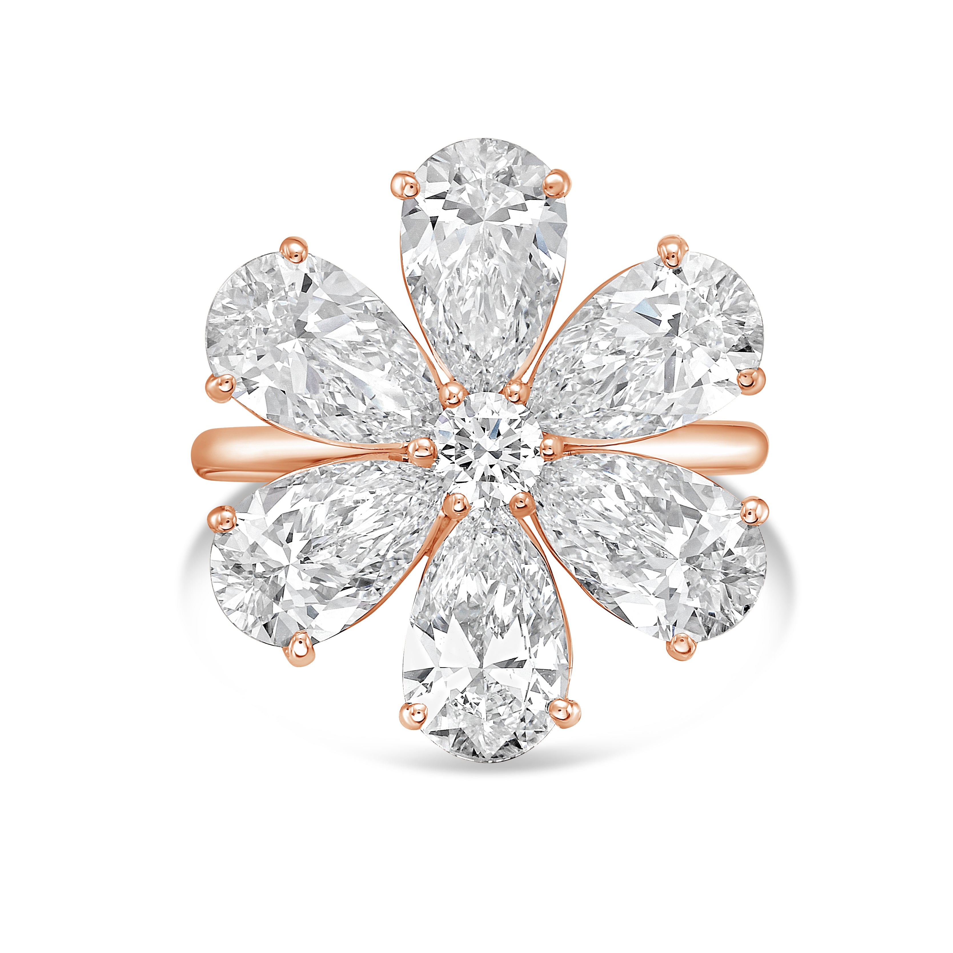 Lab Grown Pear Shape Diamond Flower Ring
