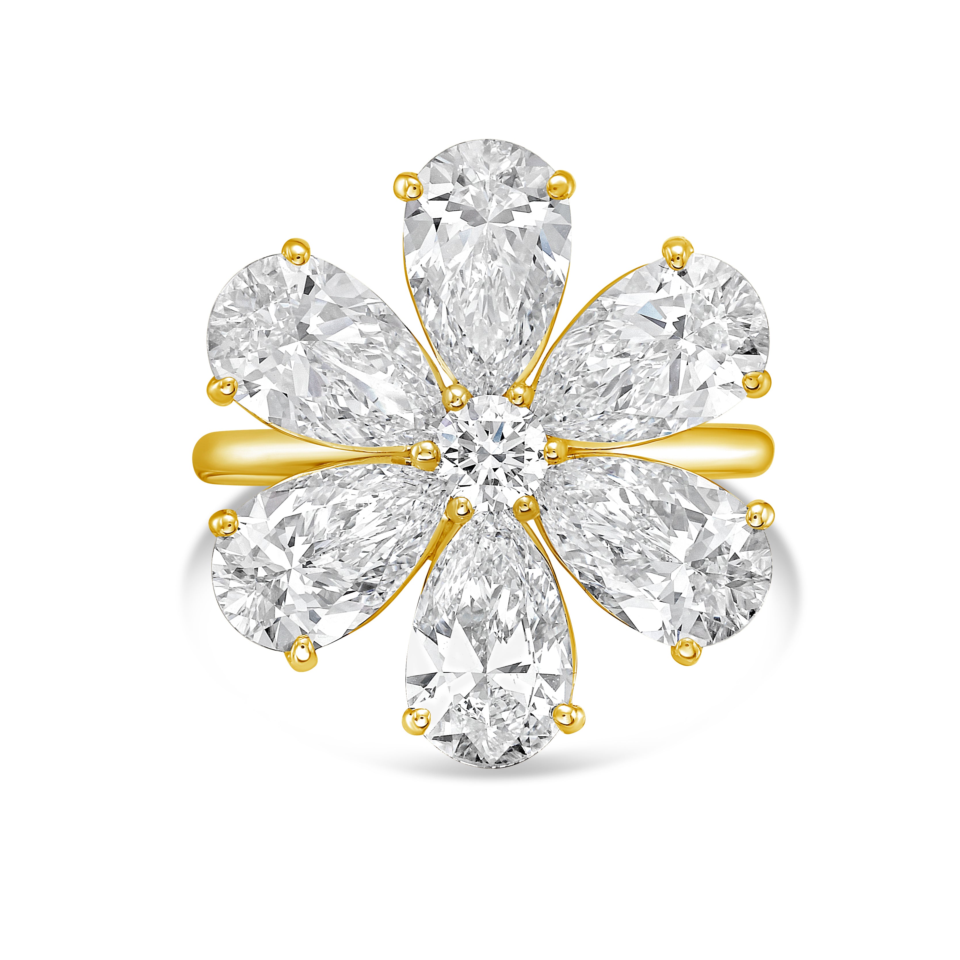 Lab Grown Pear Shape Diamond Flower Ring