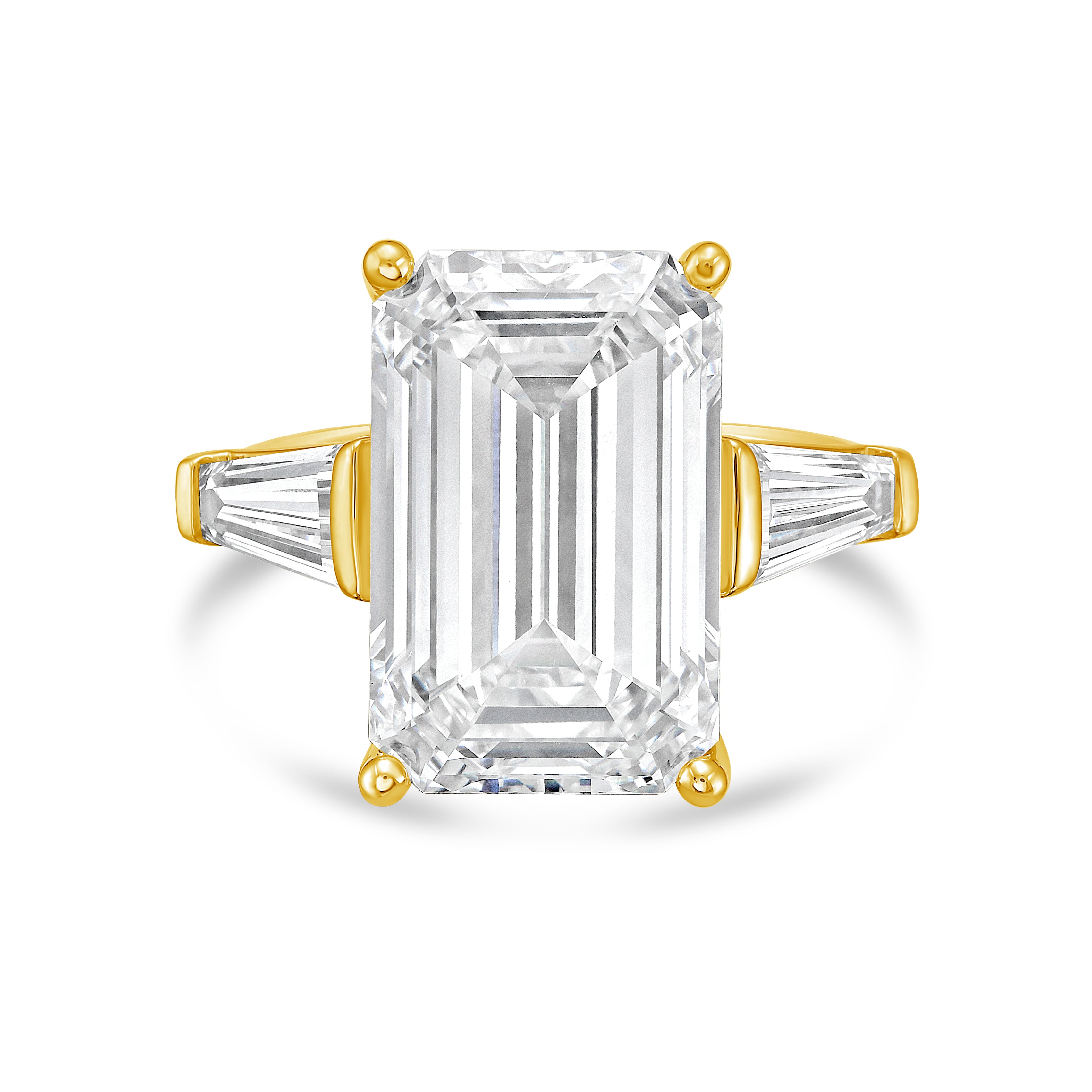 Lab Grown Emerald Cut Ring with Baguettes