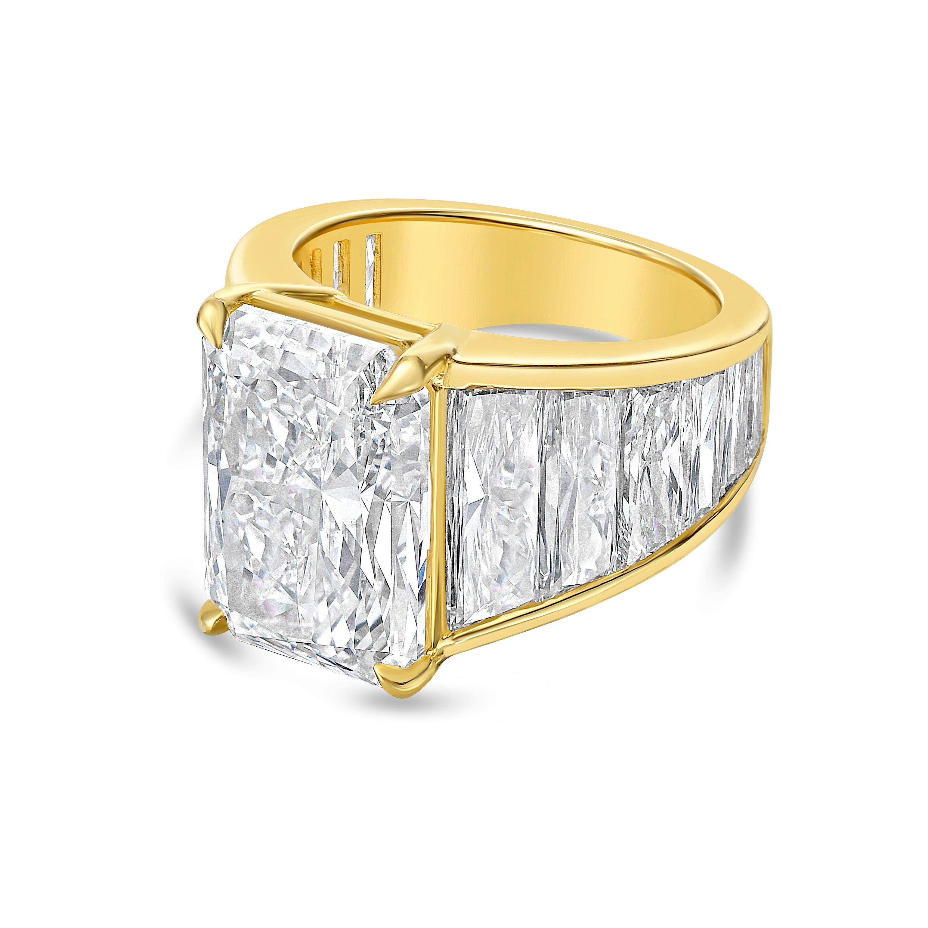 Lab Grown Radiant Ring with Tapered Baguettes
